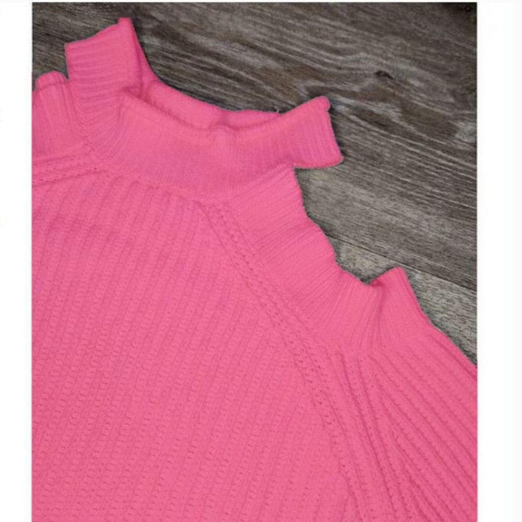 Guess RARE Guess Ribbed Cut Out Cold Shoulder knit Sweater Salmon Size M / US 6-8 / IT 42-44 - 3 Thumbnail