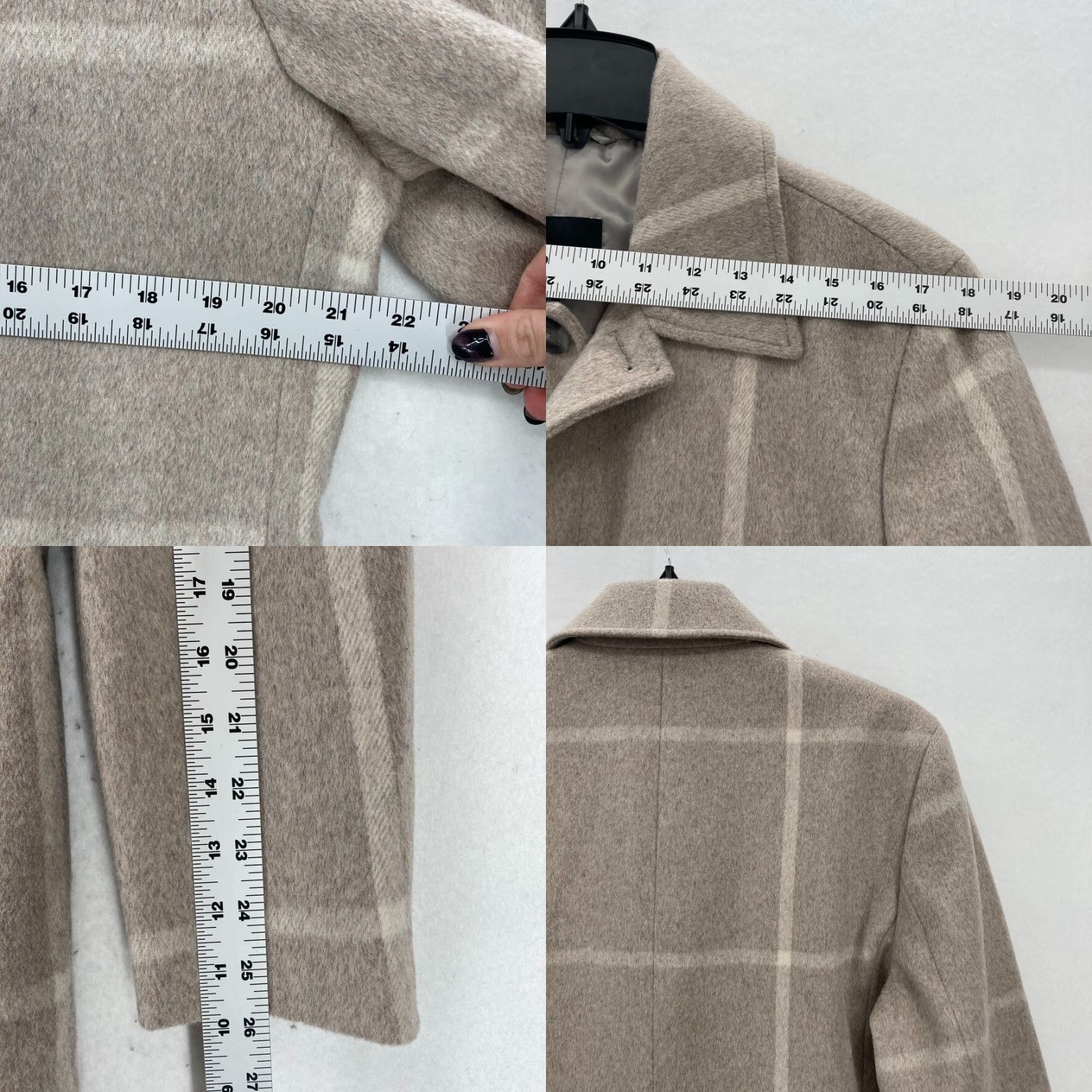 Express Express Williams Window Pane Topcoat Women's Medium Taupe Plaid Wool Blend NWT Size M / US 6-8 / IT 42-44 - 9 Thumbnail