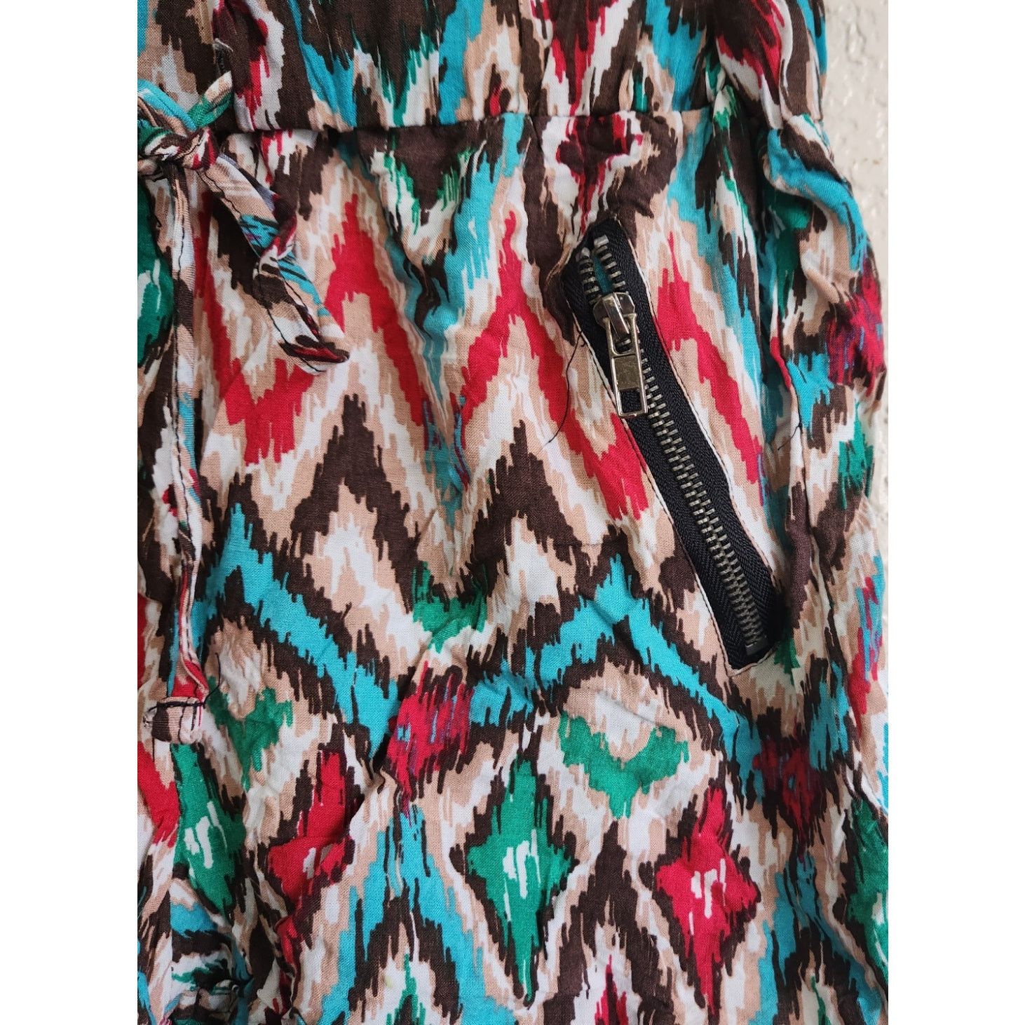 Other Justify Teal Brown Multicolor Aztec Print Pull On Shorts M Size 28" / US 6 / IT 42 - 2 Thumbnail