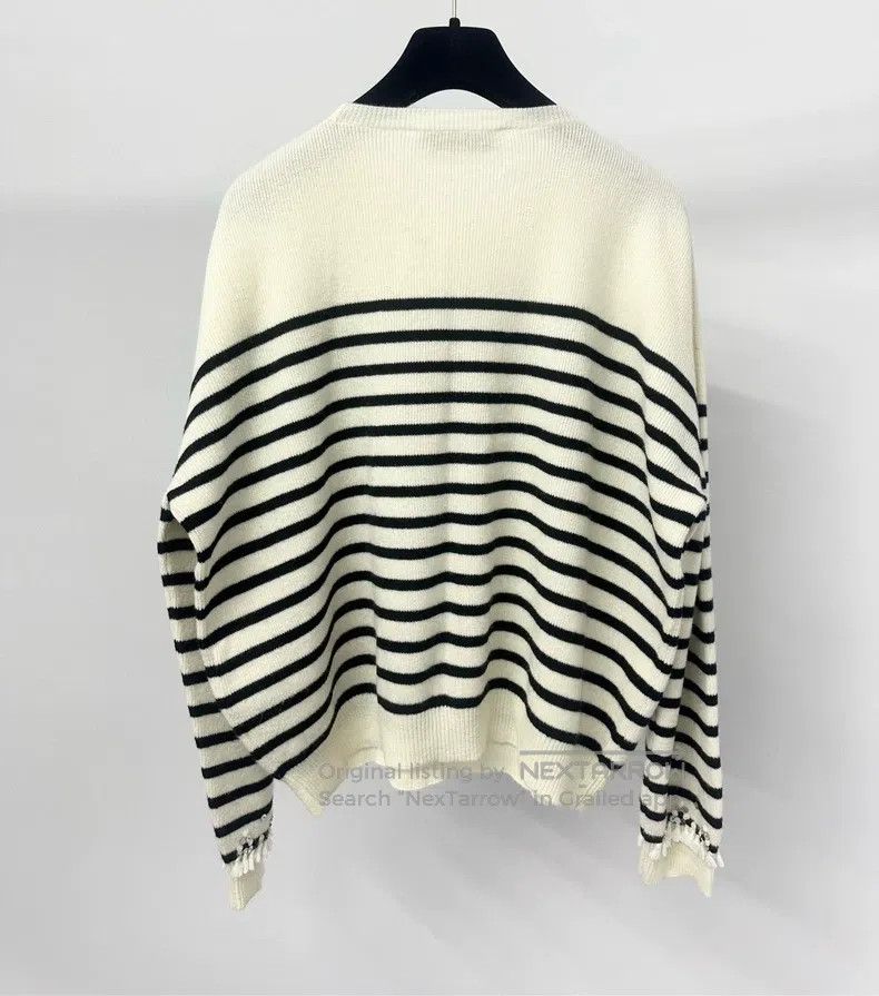 Valentino Valentino Beaded letter black and white striped knitwear Size S / US 4 / IT 40 - 2 Thumbnail