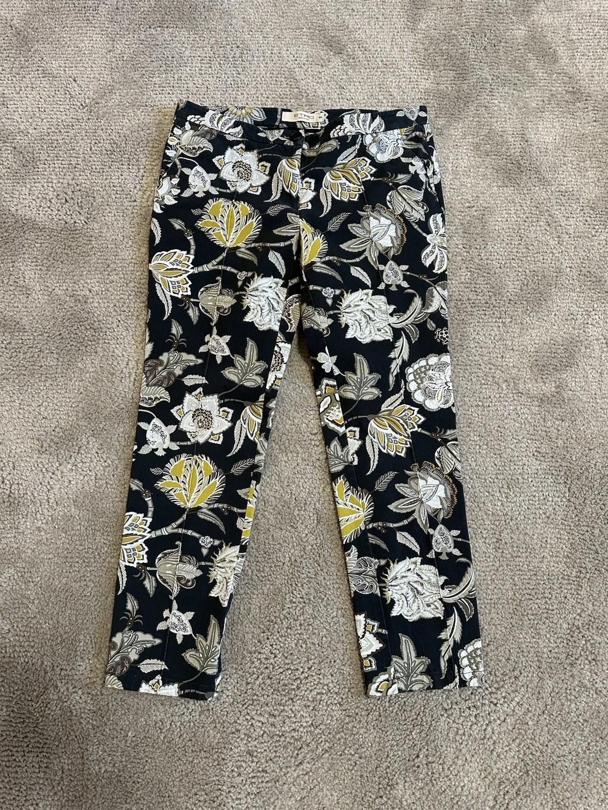 Etro Etro Black Floral Flare Leg Pants Size 44 Italian Size 42" / US 20 - 1 Thumbnail