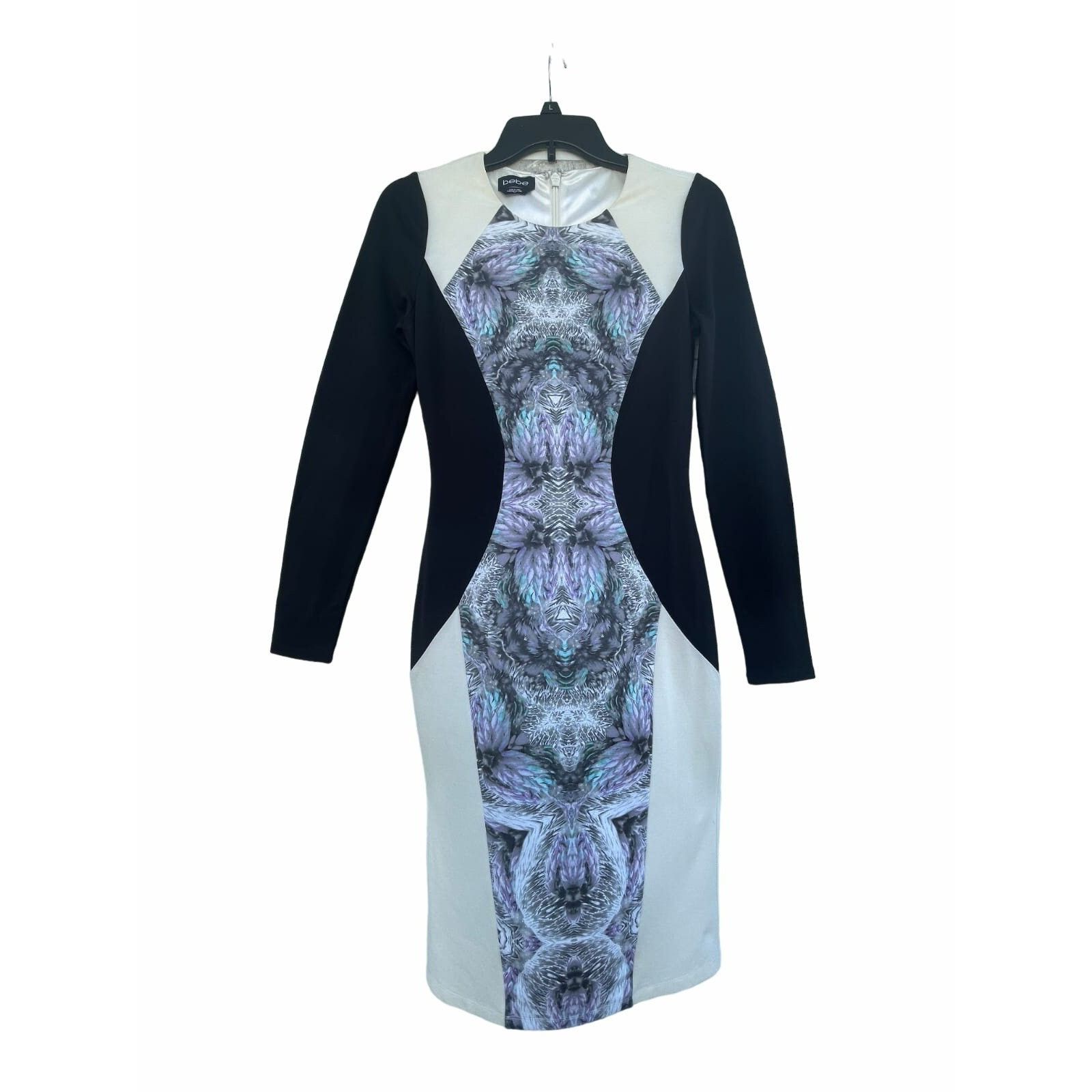 Bebe Size S Women's Bebe Black White Midi Long Sleeve printed nov Size S / US 4 / IT 40 - 2 Thumbnail