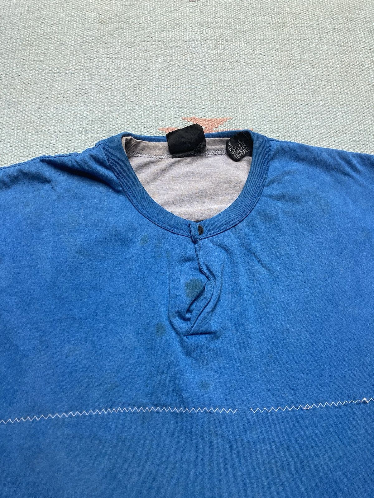 Vintage Vtg 70s t shirt henley soft two tone blue gray large boxy Size US L / EU 52-54 / 3 - 3 Thumbnail