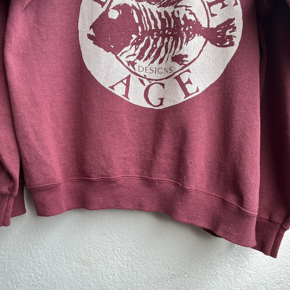 Vintage BRONZE AGE 1980s FISH SKULL SURF DESIGN REAL VINTAGE HOODIE Size US M / EU 48-50 / 2 - 16 Thumbnail