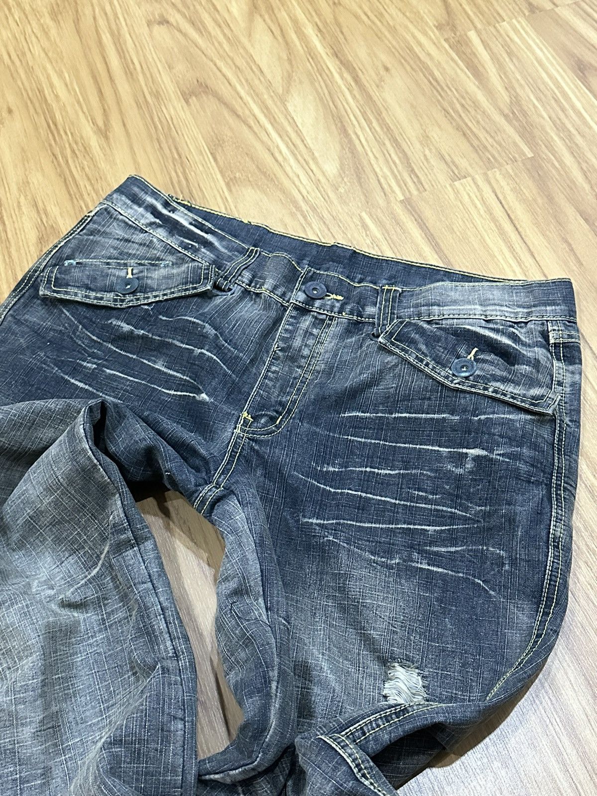 Japanese Brand 1990 - Black Crown Japanese Brand Clawmark Flared Jeans Size US 34 / EU 50 - 7 Thumbnail