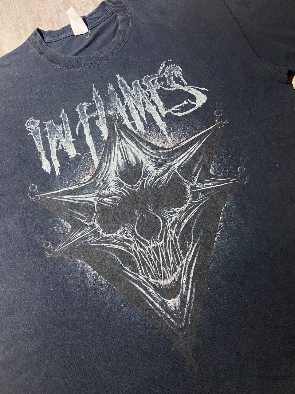 Band Tees × Vintage Vintage In Flames Band Tee Y2K Washed Metal Size US L / EU 52-54 / 3 - 4 Thumbnail