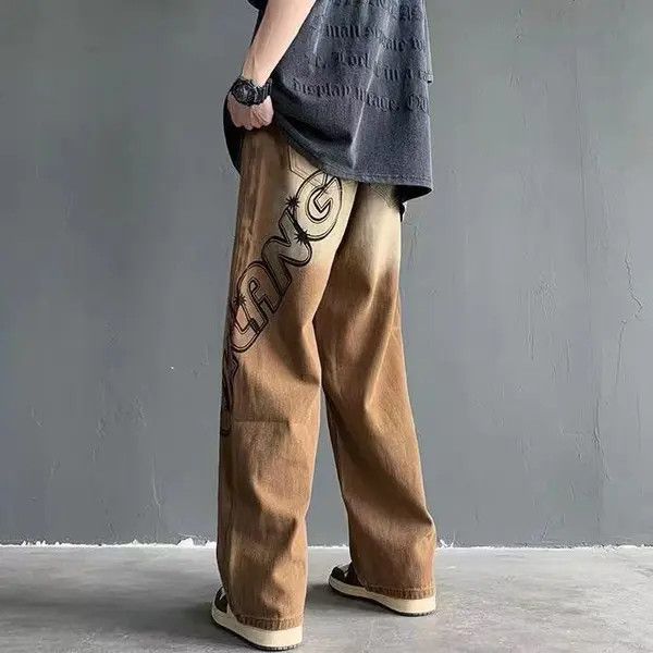 Japanese Brand Retro lettered loose straight ins high street trousers Size US 32 / EU 48 - 3 Thumbnail