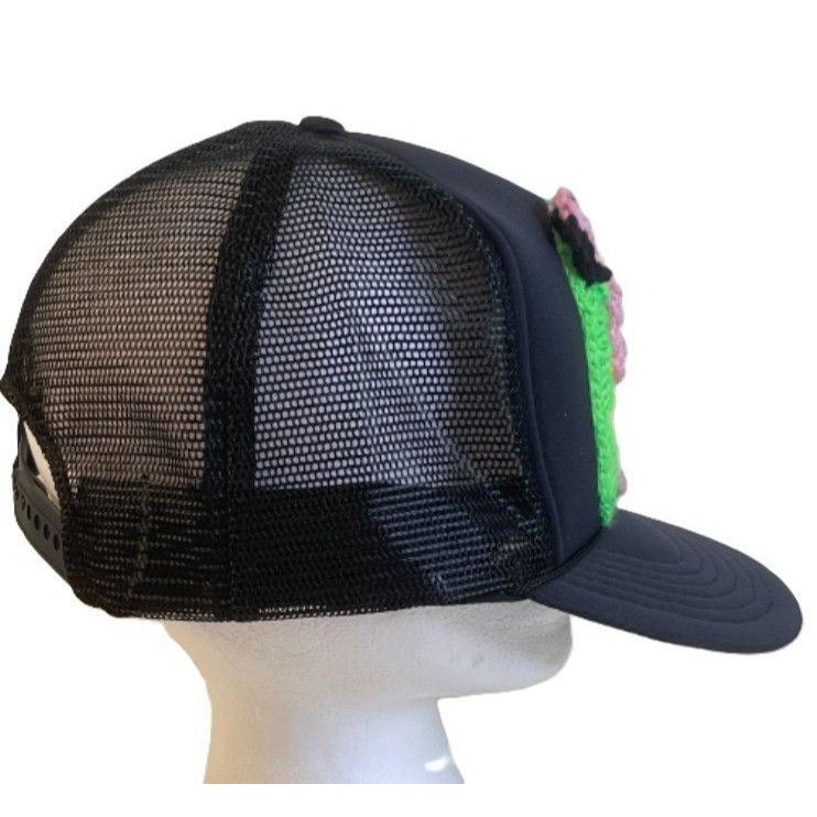 Handmade Trucker Hat w/ Crochet Flamingo Granny Square Style Adjustab Size ONE SIZE - 3 Thumbnail