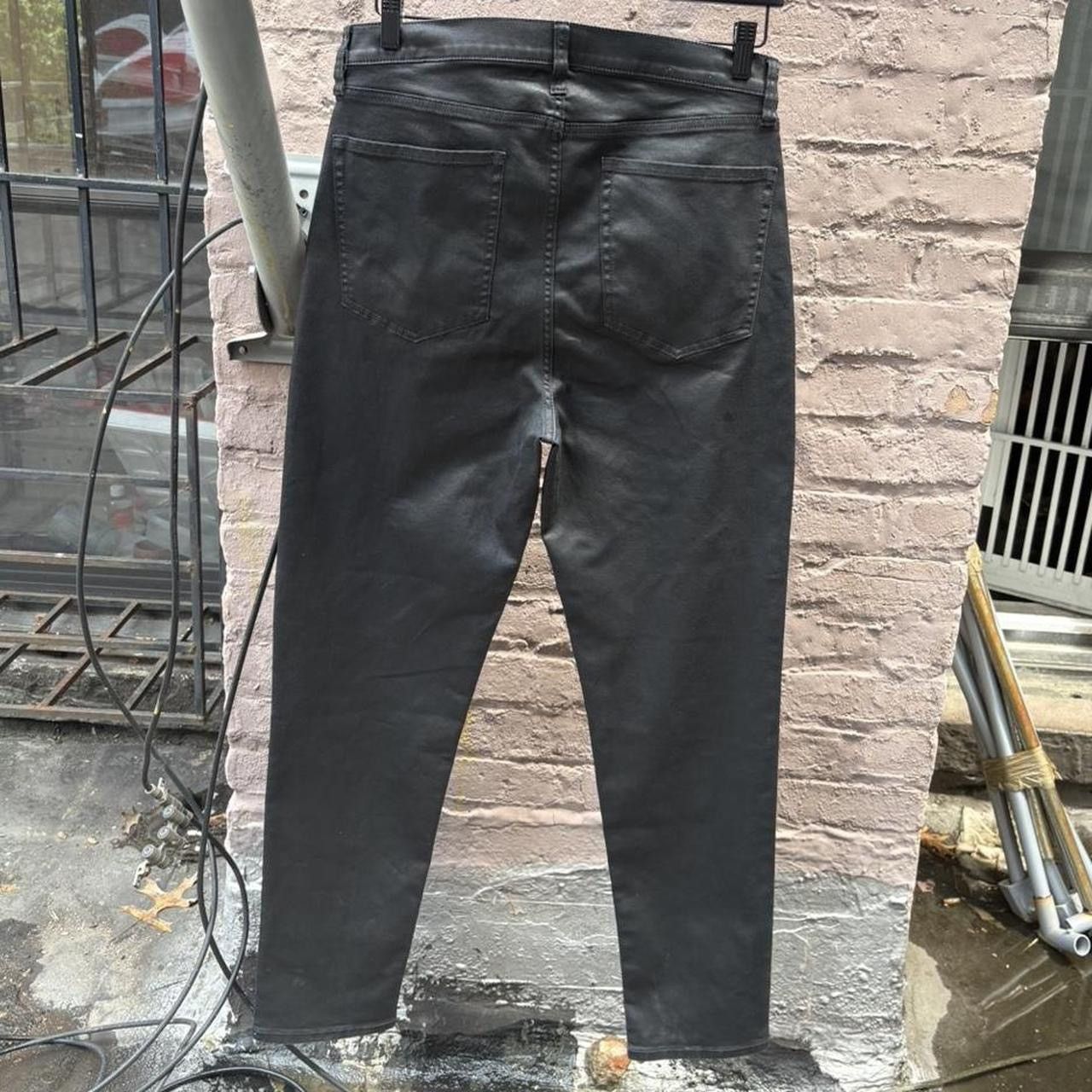 Banana Republic Y2K Banana Republic Grunge Slim Black Waxed Denim Jeans Size 34" / US 12 / IT 48 - 2 Thumbnail