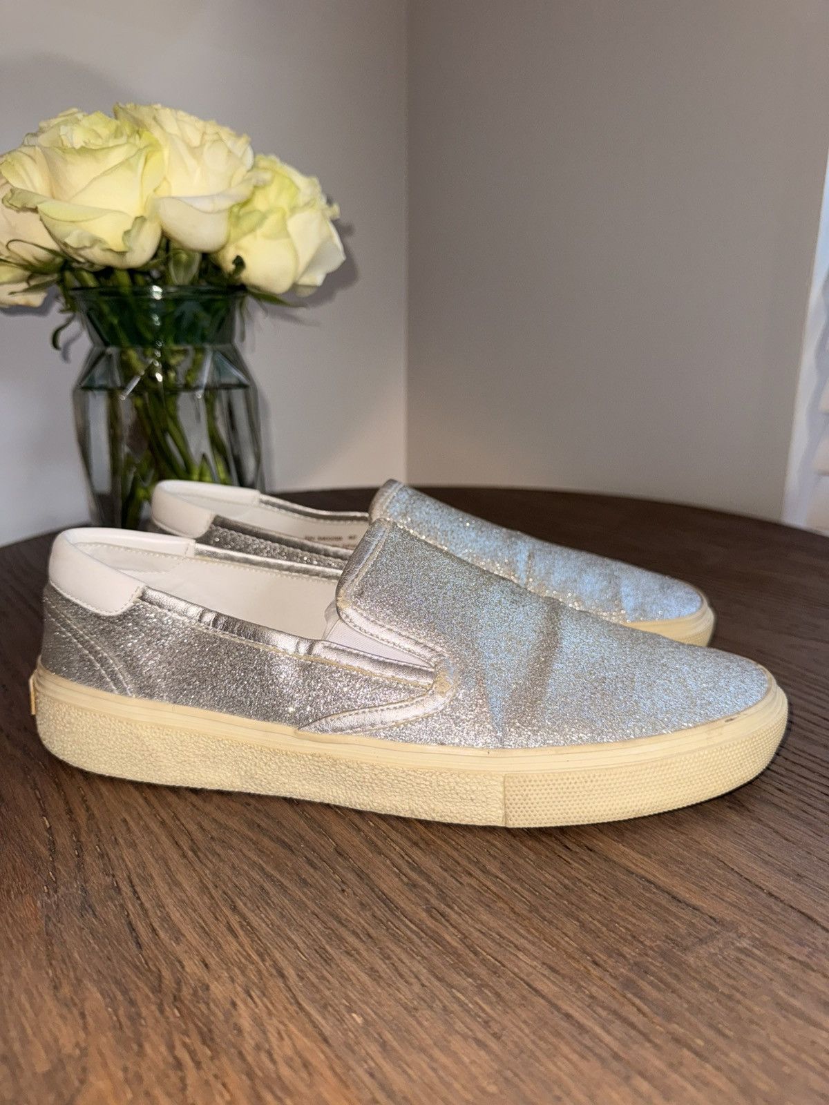 Saint Laurent Paris Slip On Skate Shoe “Glitter”