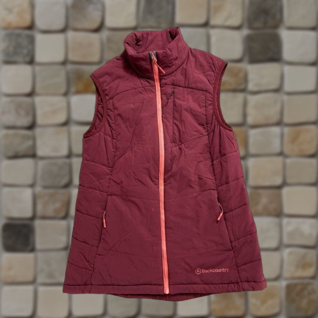 Vintage Backcountry Puffer Vest Womens Medium Red Full Zip Thermal Insulation Mock Neck Jacket Vest Size M / US 6-8 / IT 42-44 - 1 Thumbnail
