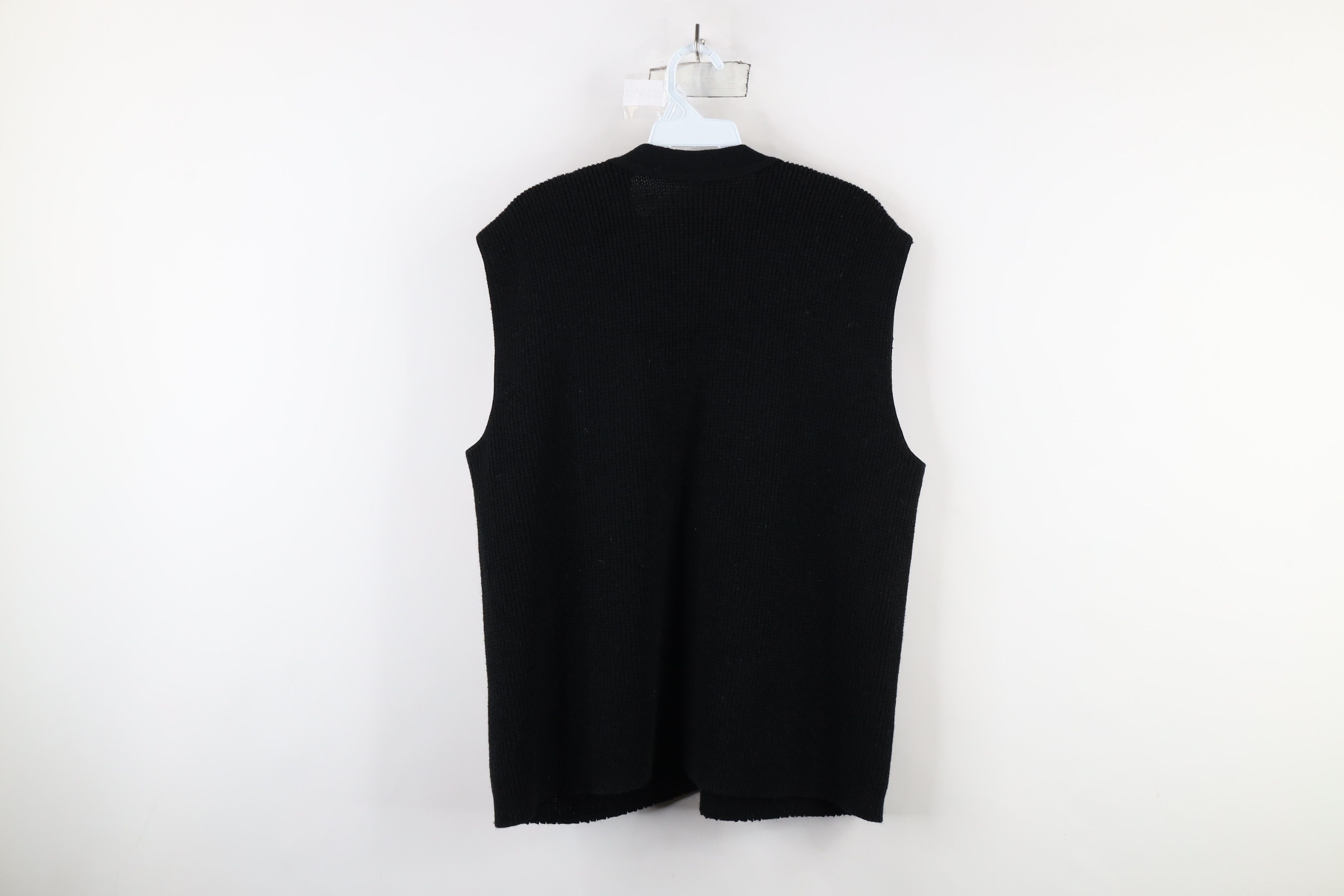 Vintage Vintage 60s 70s Streetwear Cable Knit Sweater Vest Black Size XL / US 12-14 / IT 48-50 - 7 Thumbnail