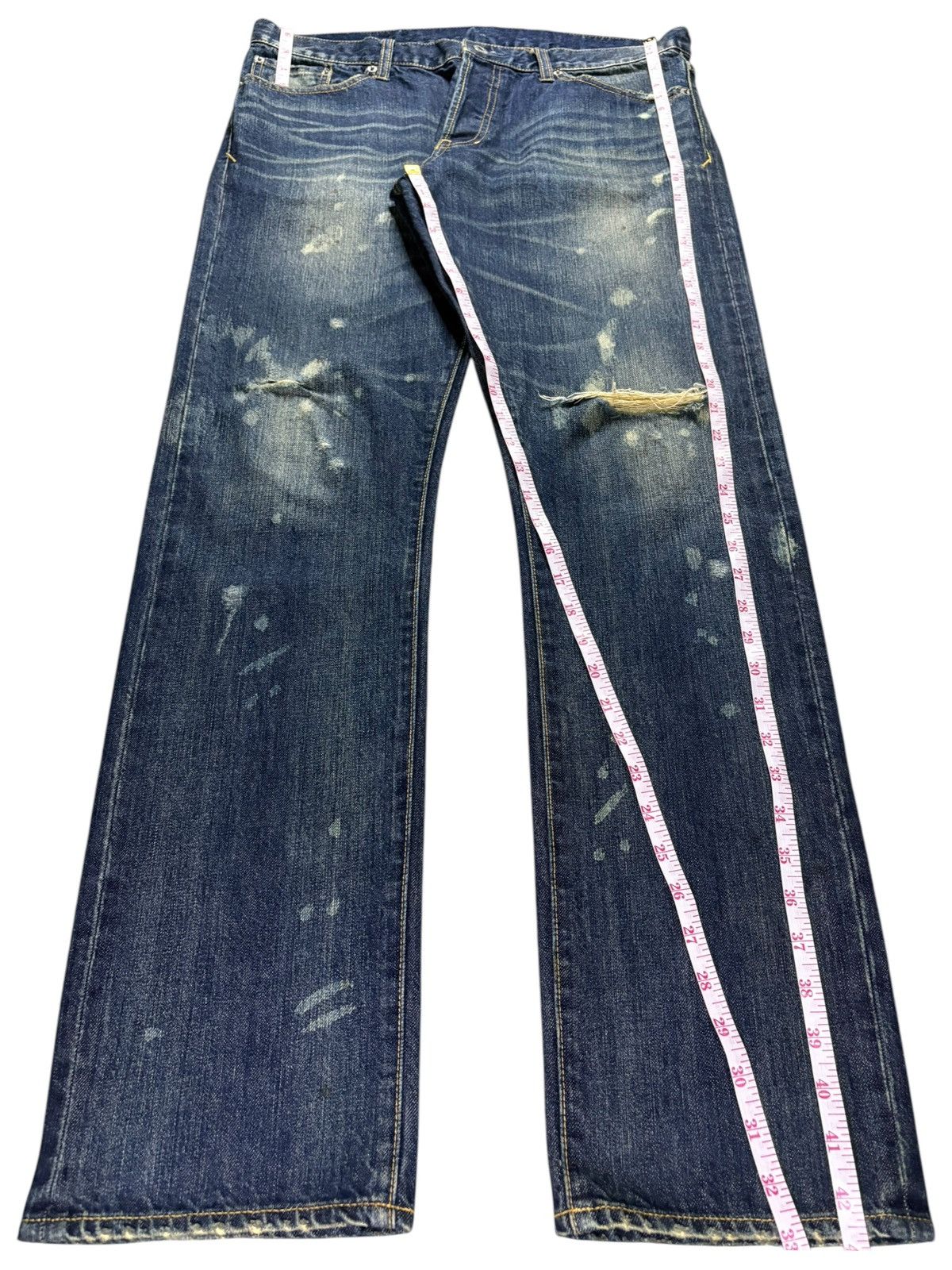 Japanese Brand Vintage Japanese Brand Acid Mud Wash Distress Ripped Jeans Size US 35 - 15 Thumbnail