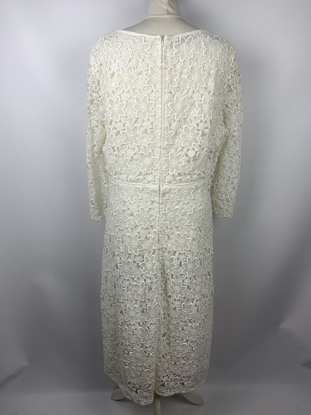 Escada White Lace Crochet Maxi Dress Ladies Cotton Silk 46