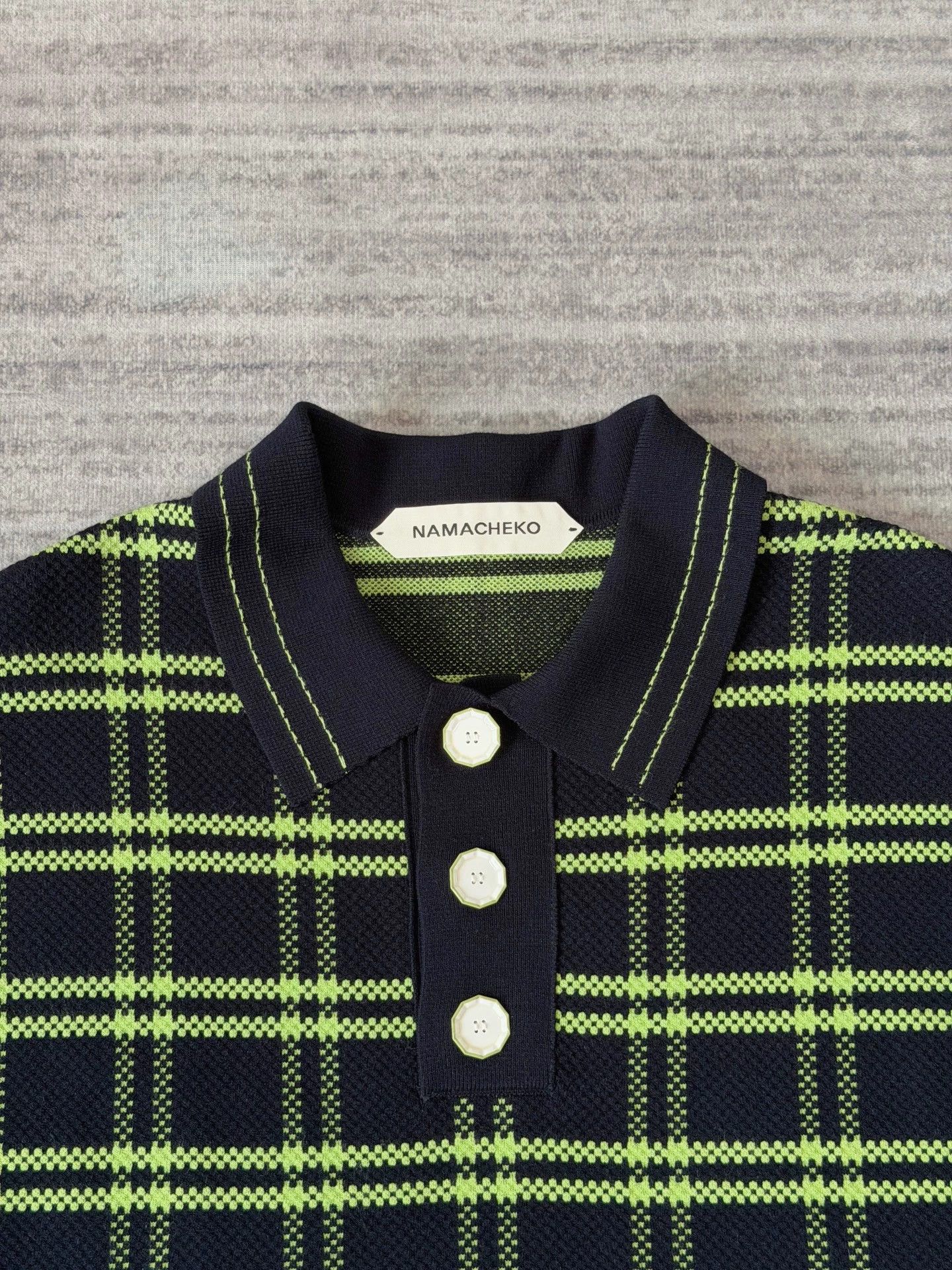 Namacheko Namacheko Plaid Knit Short Sleeve Polo Black Green Size XS / US 0-2 / IT 36-38 - 2 Thumbnail