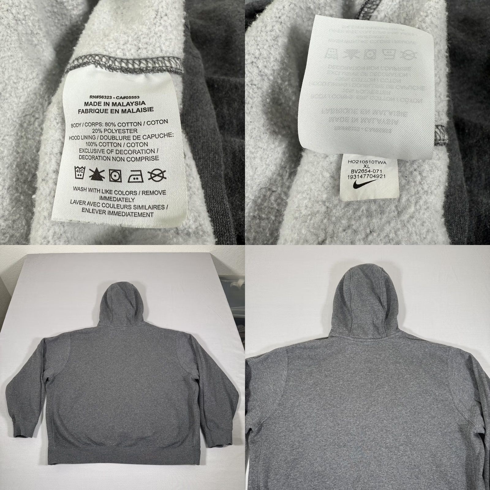 Nike Nike Hoodie Men XL Gray Club Fleece Pullover Sweater Swoosh Kangaroo Pocket Sportswear Nike Clothing Mens XL Gray Pullover Hoodie Size US XL / EU 56 / 4 - 8 Thumbnail