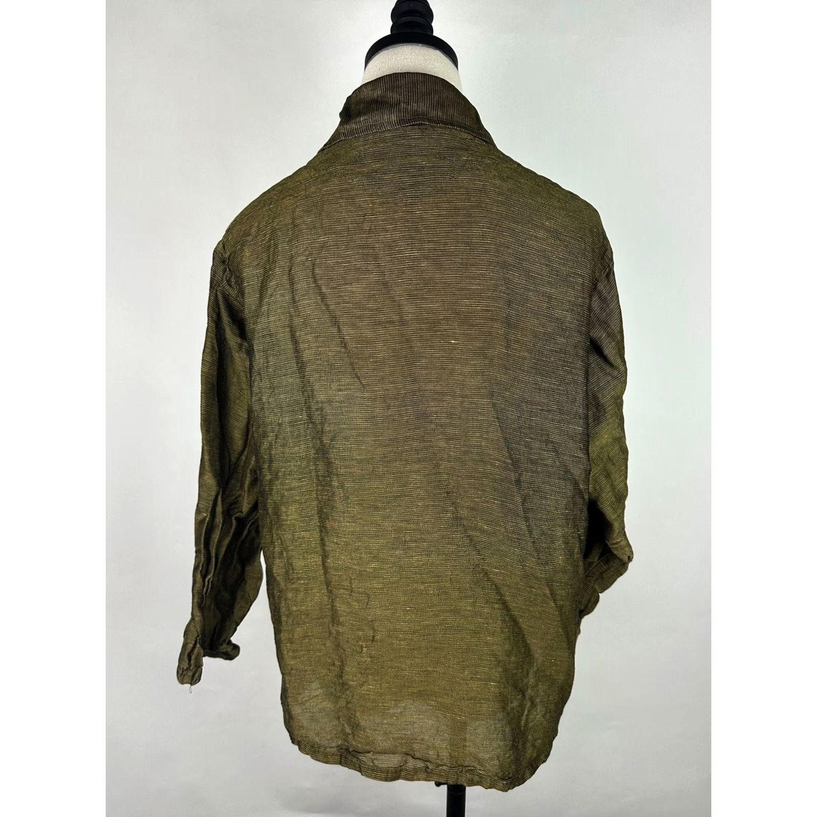 Vintage VINTAGE Ron Leal Blouse Womens M Gold Striped Linen Blend Button 3/4 Sleeve Size M / US 6-8 / IT 42-44 - 7 Thumbnail