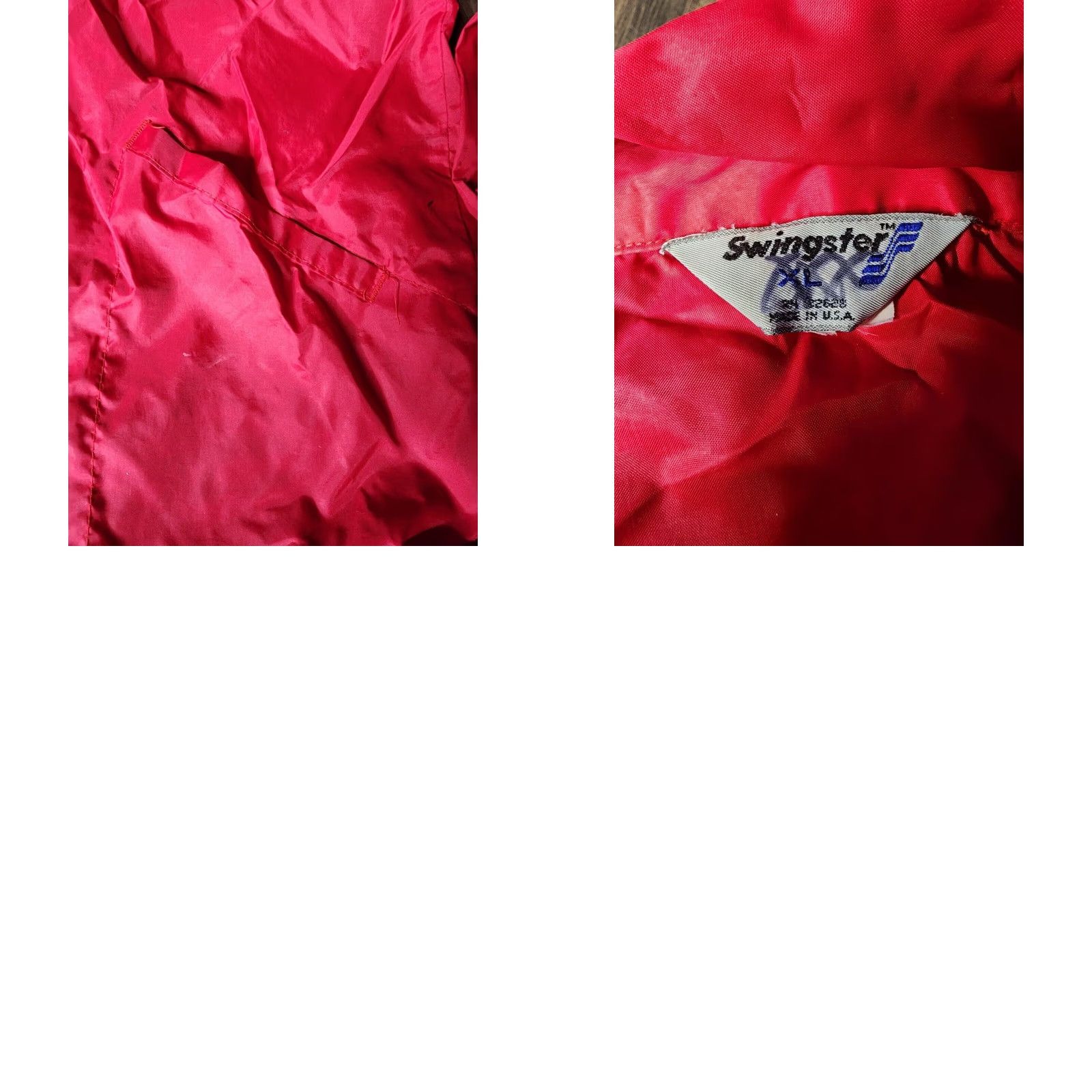 Vintage VINTAGE Swingster Mens XL Red Bomber Jacket Satin Nylon 80s 90s Retro Lightweight Size US L / EU 52-54 / 3 - 8 Thumbnail