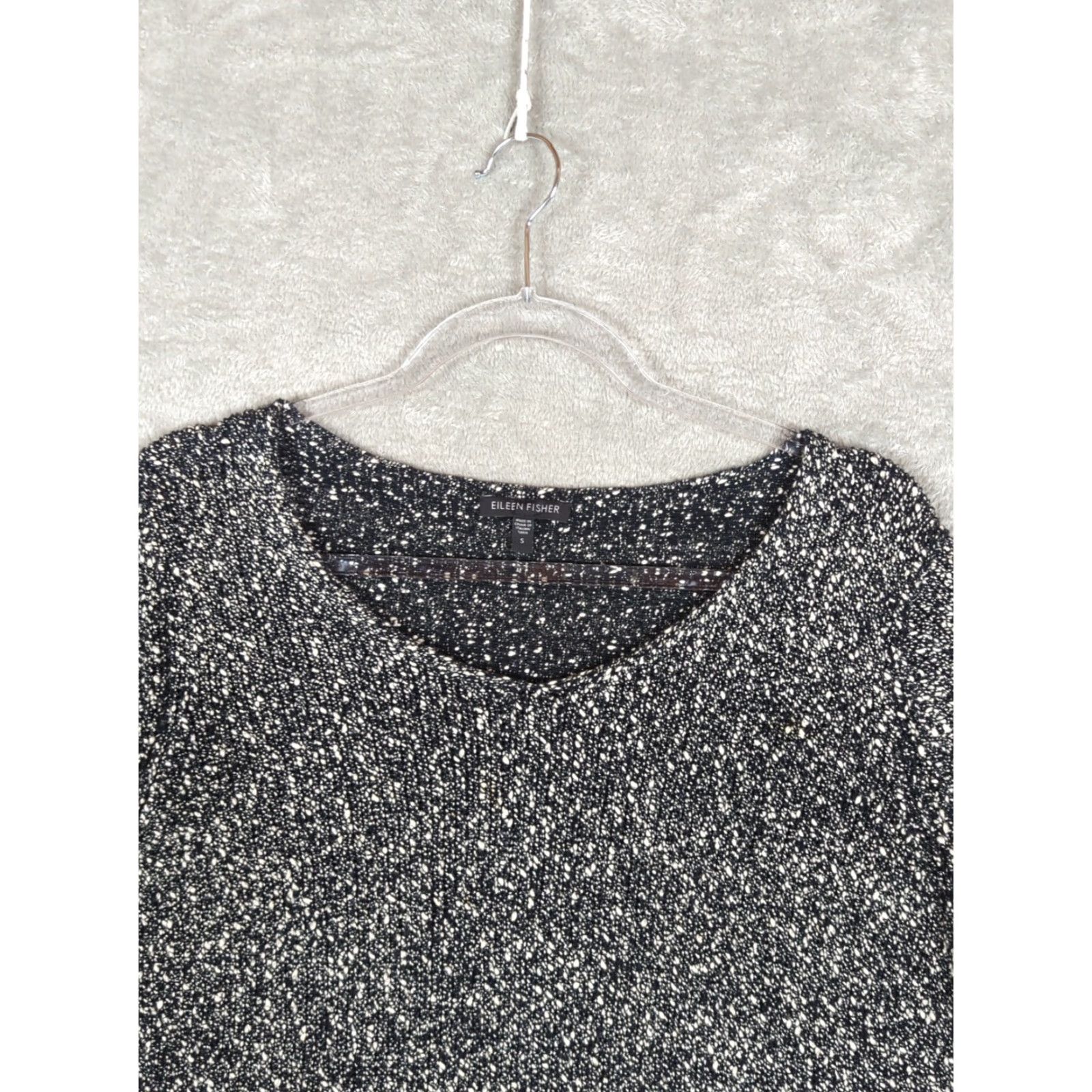 Eileen Fisher VINTAGE Eileen Fisher Sweater Womens Small Cotton Black And White Flecks Boxy Pockets Size S / US 4 / IT 40 - 3 Thumbnail