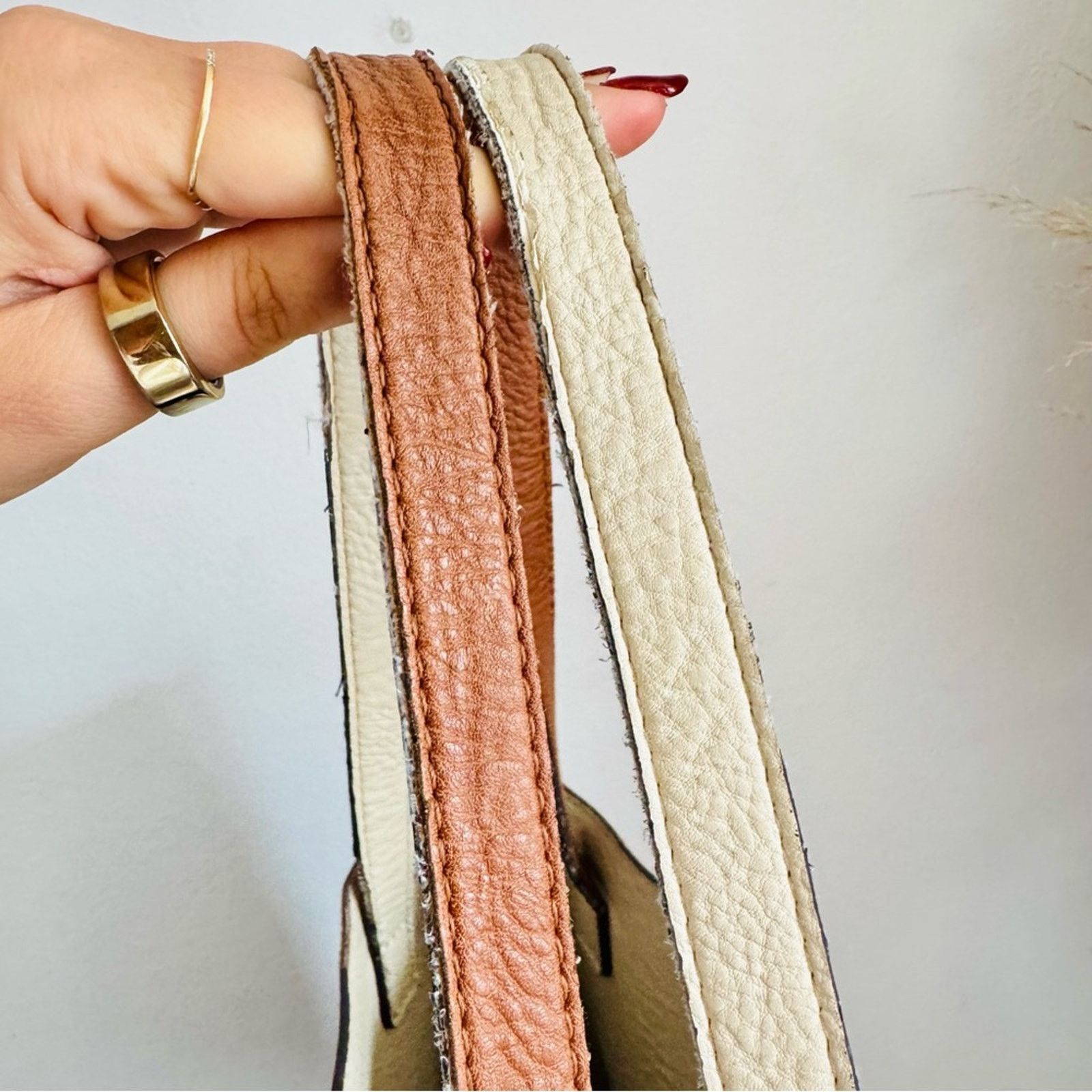 Anthropologie ANTHROPOLOGIE Brown Off White Zip Pouch Vegan Leather Purse Size ONE SIZE - 10 Thumbnail