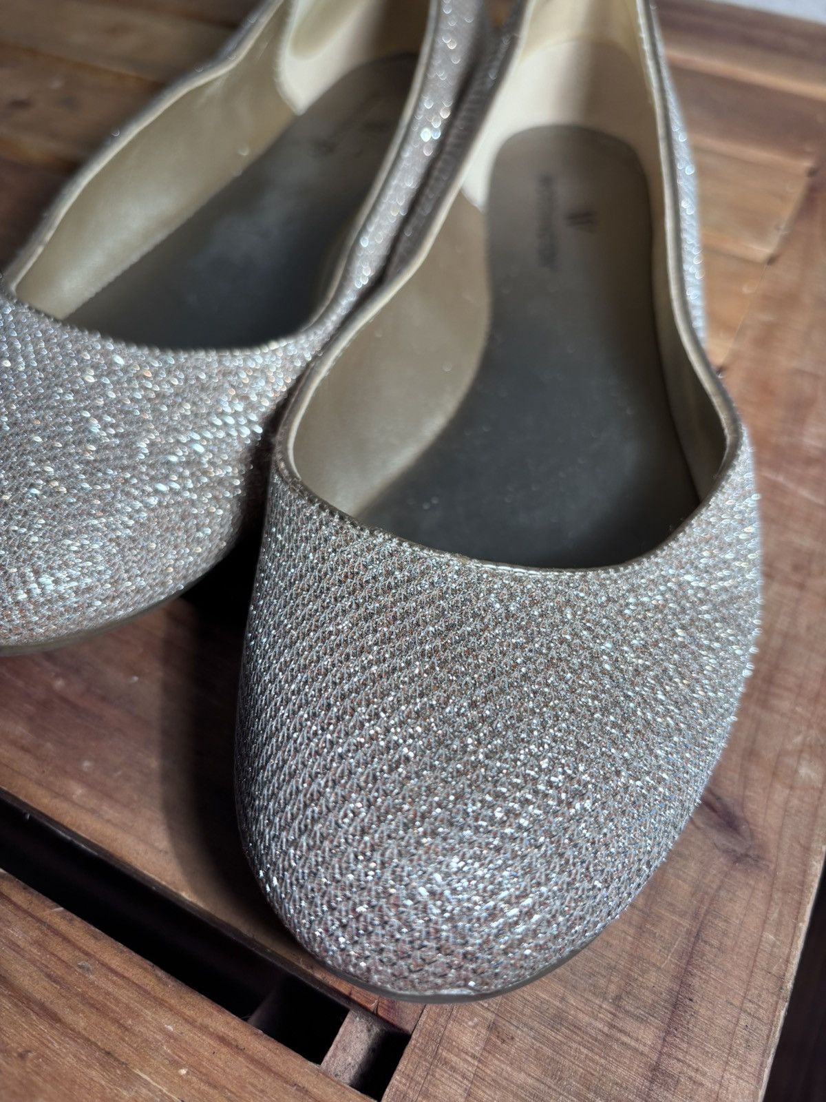 Worthington Worthington Silver Glitter Ballet Flats Size US 8.5 / IT 38.5 - 9 Thumbnail