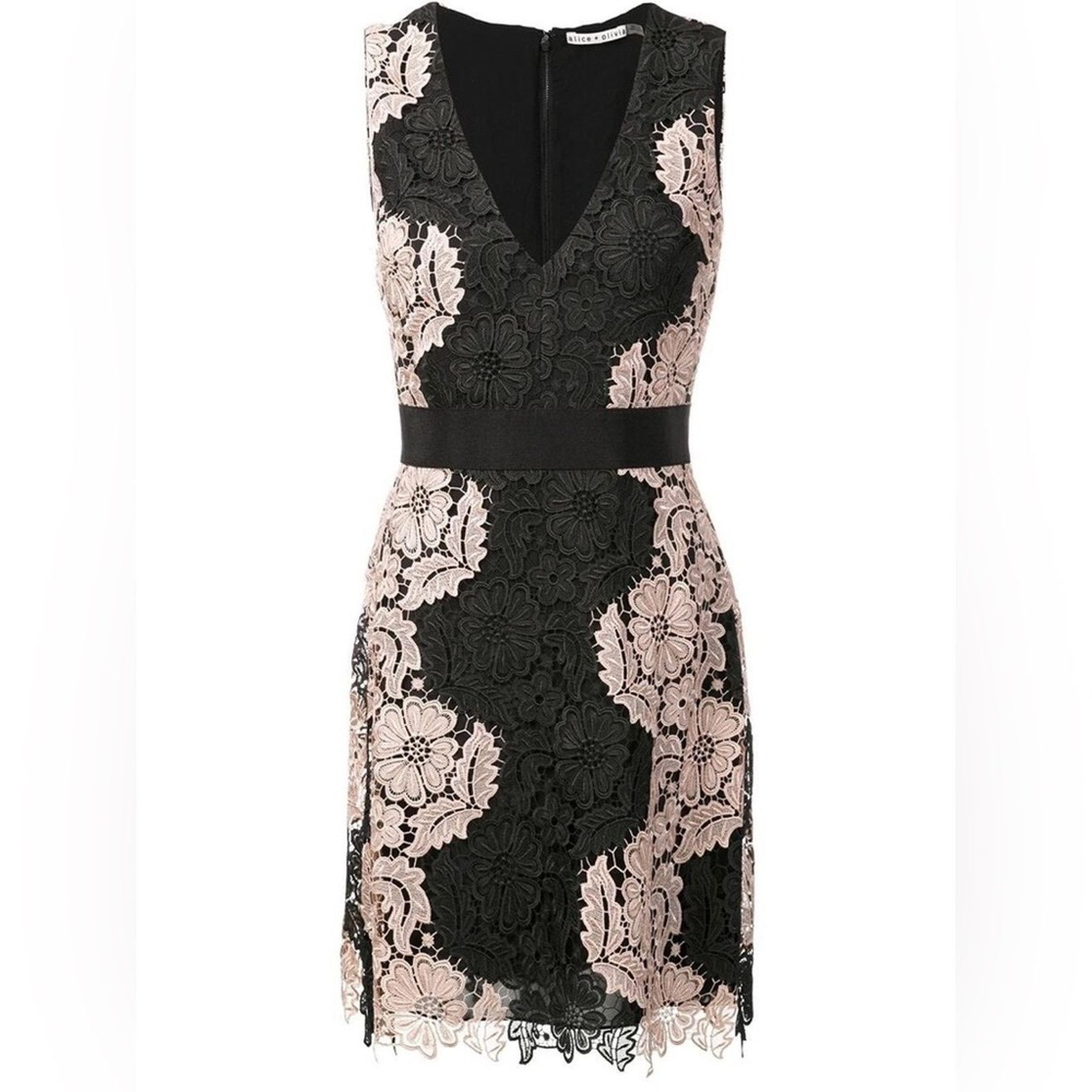 Alice + Olivia ALICE + OLIVIA Patrice A Line Dress in Black Nude Pink XS 0 Size XS / US 0-2 / IT 36-38 - 2 Thumbnail