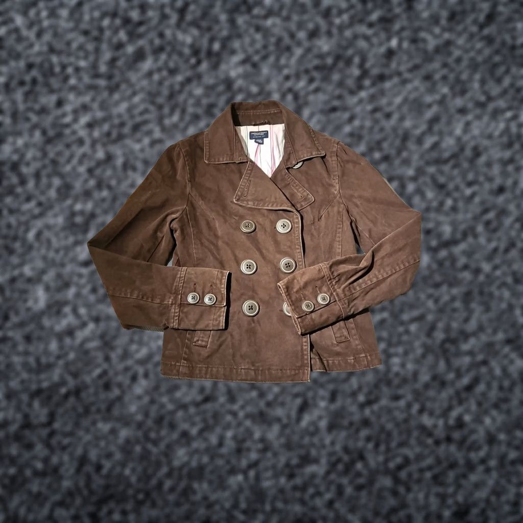 American Eagle Outfitters VINTAGE American Eagle Outfitters Jacket Womens Medium Brown Brushed Cotton Overcoat Pea Coat 90s Preppy Hip Hop City Casual Womens Size L / US 10 / IT 46 - 1 Thumbnail