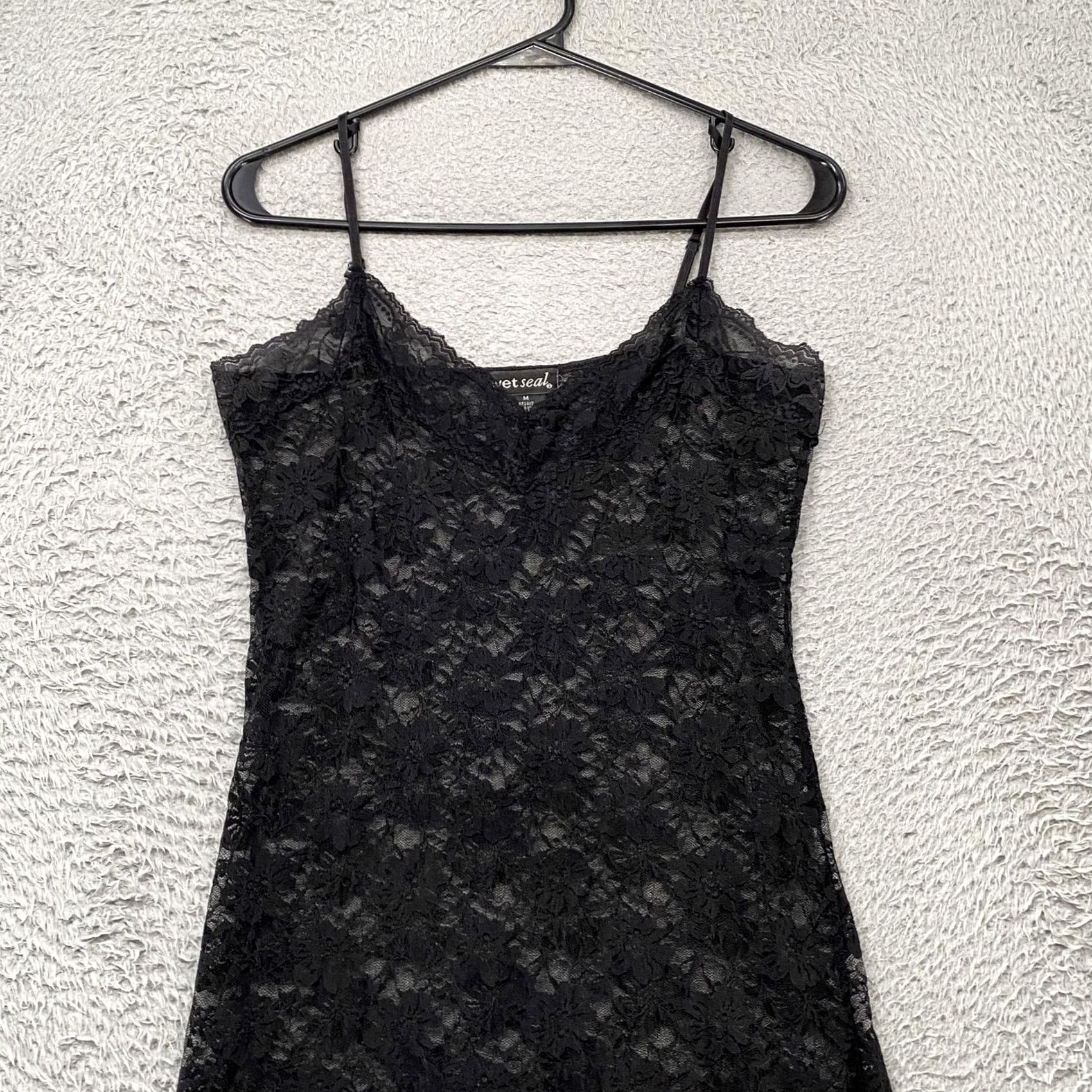 Vintage Wet Seal Y2K Slip Dress Womens M Lace Sheer Floral Whimsigoth Dark Fairy N/A Size M / US 6-8 / IT 42-44 - 3 Thumbnail