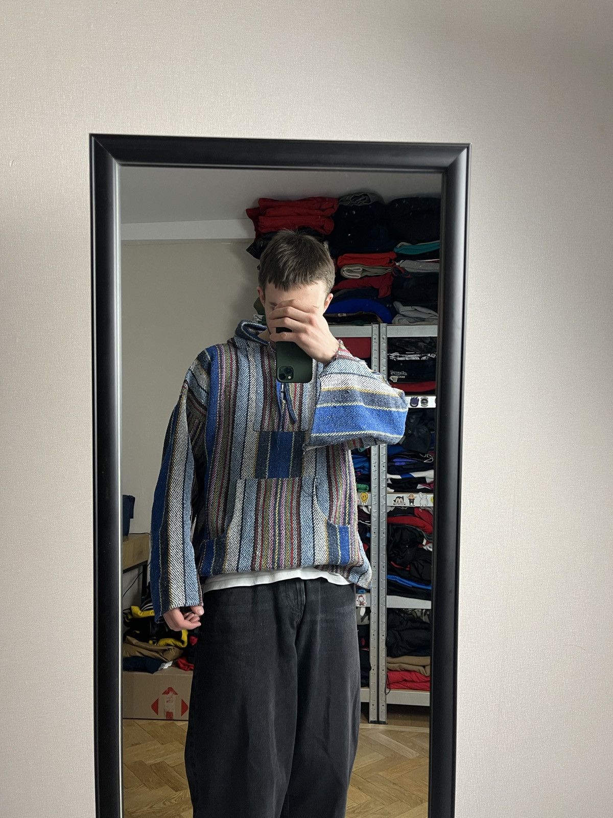 Japanese Brand × Vintage Vintage 90’s Navajo Style Cable Knit Patchwork Hoodie Rare Size US L / EU 52-54 / 3 - 2 Thumbnail