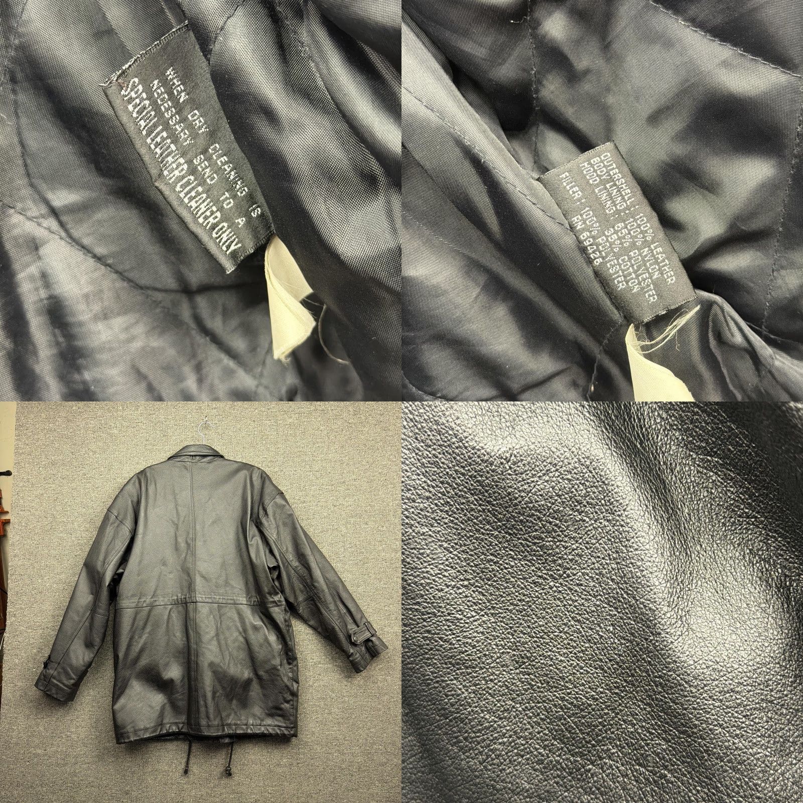 Vintage Wilsons Leather Coat Mens Small Black Parka Full Zip Toggle Pockets Lined Warm Size US S / EU 44-46 / 1 - 8 Thumbnail