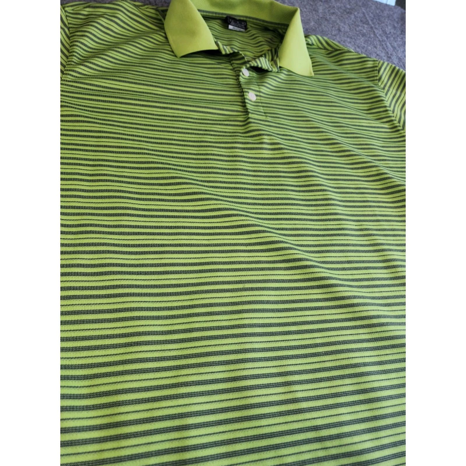 Nike Nike Golf Polo Shirt Mens L Dri-Fit UV Lime Green Striped Short Sleeve Collared Polyester Polo Shirt Size L Green Size US L / EU 52-54 / 3 - 3 Thumbnail