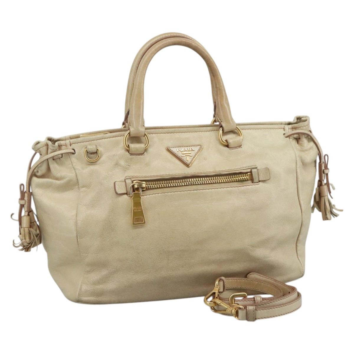 Prada Vitello Beige Leather Handbag (Pre-Owned) Size ONE SIZE - 1 Thumbnail
