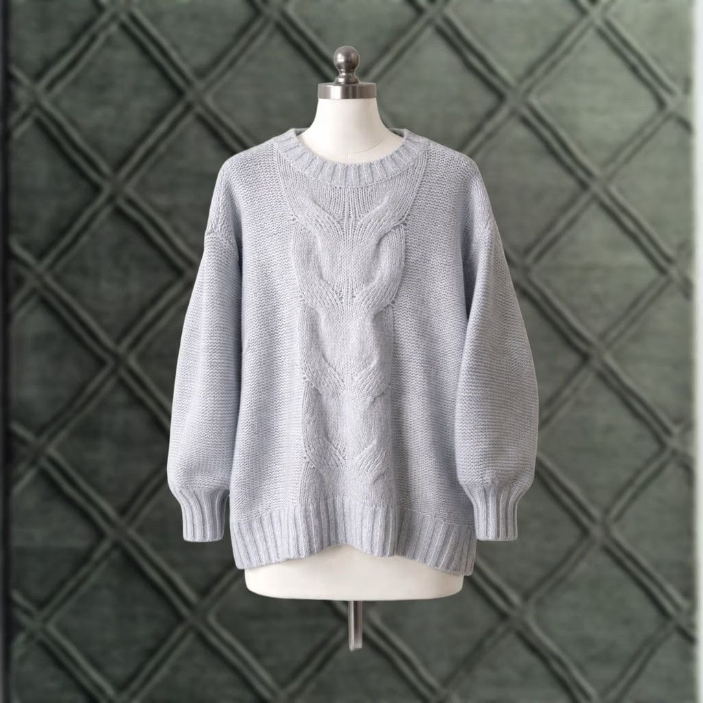 Vintage Aerie Sweater XS Cable-Knit Light Blue Pullover Crew Neck Long Sleeve Casual Womens XS Size XS / US 0-2 / IT 36-38 - 1 Thumbnail
