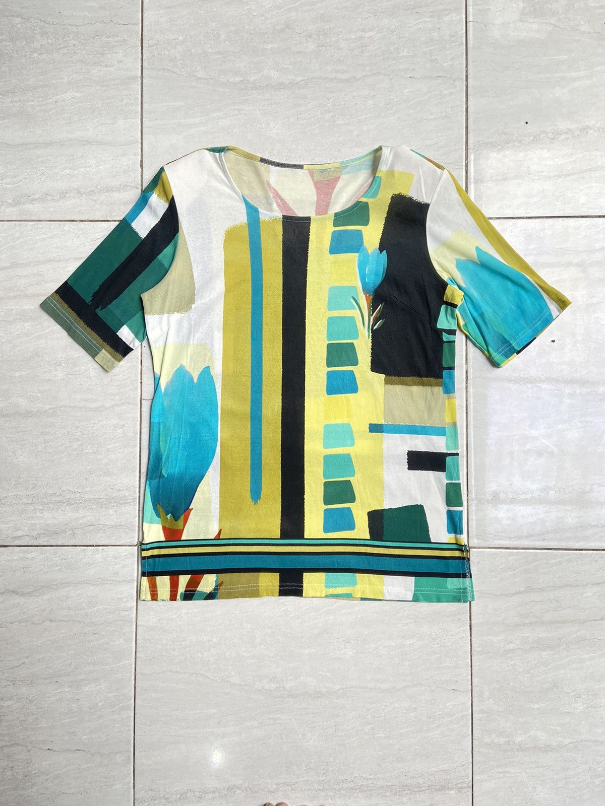 image of Designer June Bride Patterned T-Shirt in Green, Men's (Size Medium)