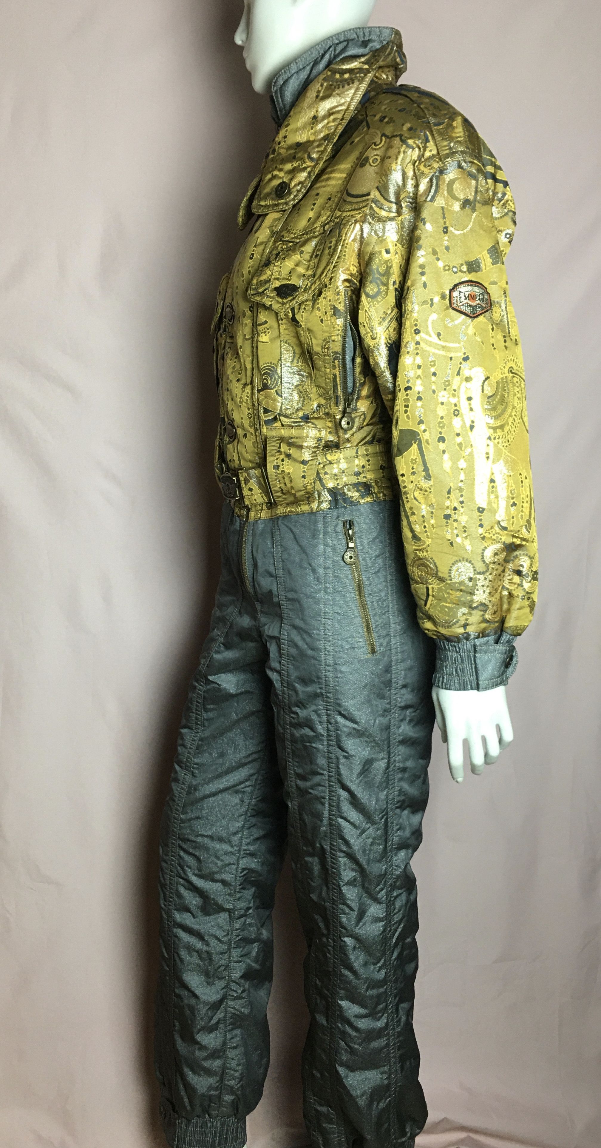 Vintage Rare 80s Vintage EMMEGI Gold One Piece Ski Suit Size 27" / US 4 / IT 40 - 6 Thumbnail