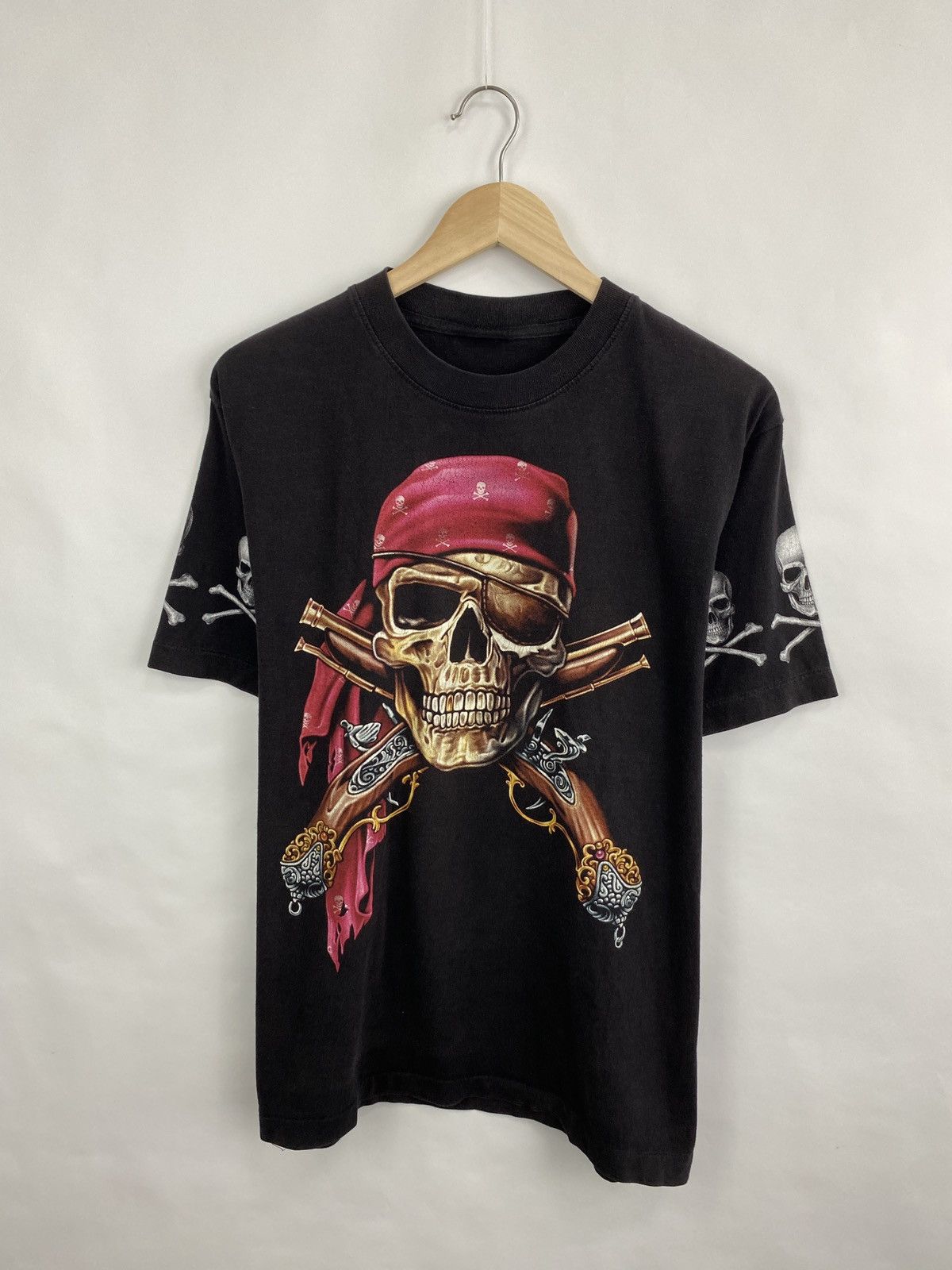 4GSELLER 💀 Vintage 90s Skull Death Pirate Bones Rare T-Shirt Retro Size US M / EU 48-50 / 2 - 3 Thumbnail