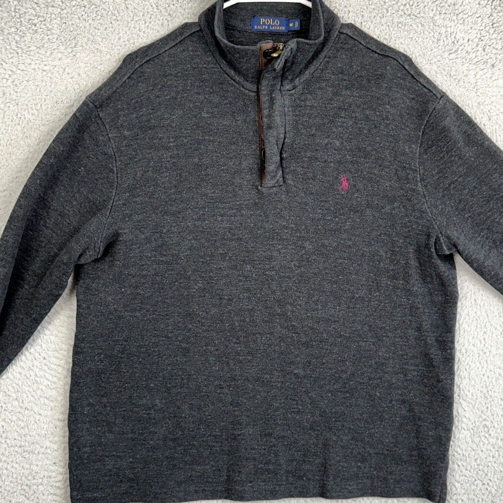 Polo Ralph Lauren Polo Ralph Lauren Sweater Mens M Charcoal Grey Quarter Zip Pullover Pony Size US M / EU 48-50 / 2 - 2 Thumbnail