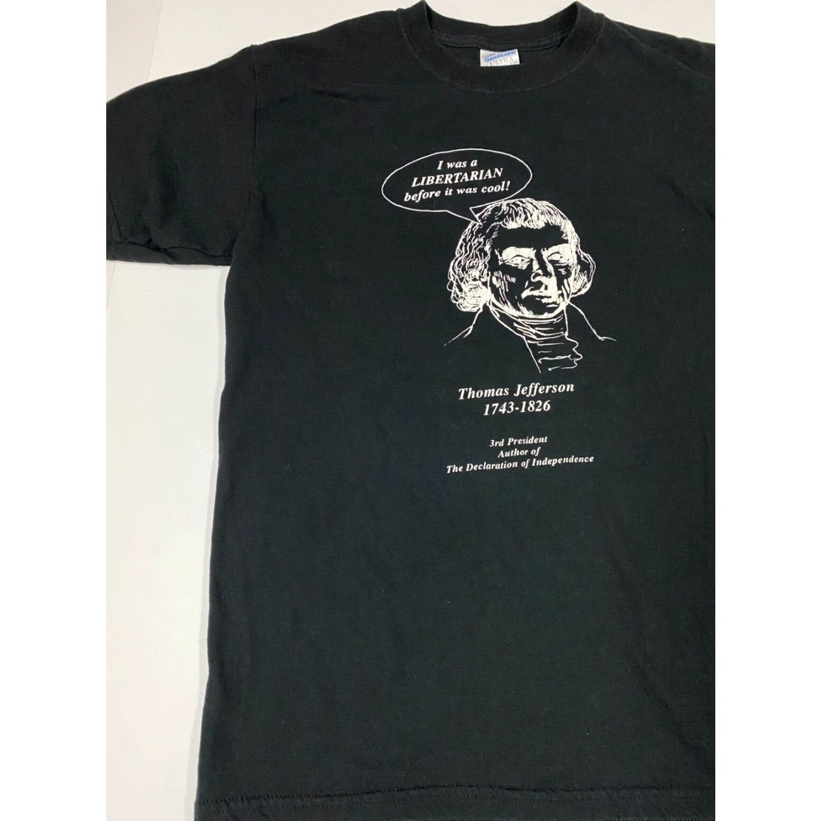 Gildan Thomas Jefferson Mens Shirt Medium black politics T-Shirt Crew Neck Cotton Spandex Logo Gildan Regular Classic Vintage No Size US M / EU 48-50 / 2 - 3 Thumbnail