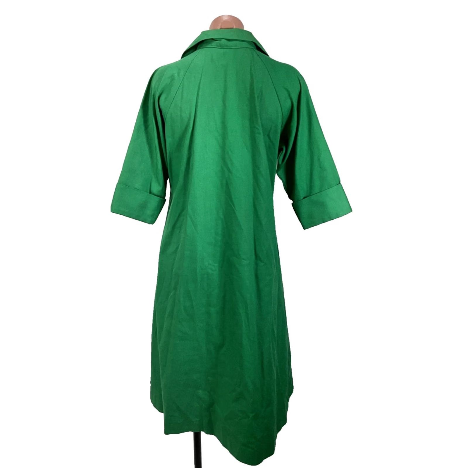 Venus VINTAGE Venus Barsa Green Canvas Gold Button House Coat Dress Kaftan ARIEL sz S Size S / US 4 / IT 40 - 2 Thumbnail