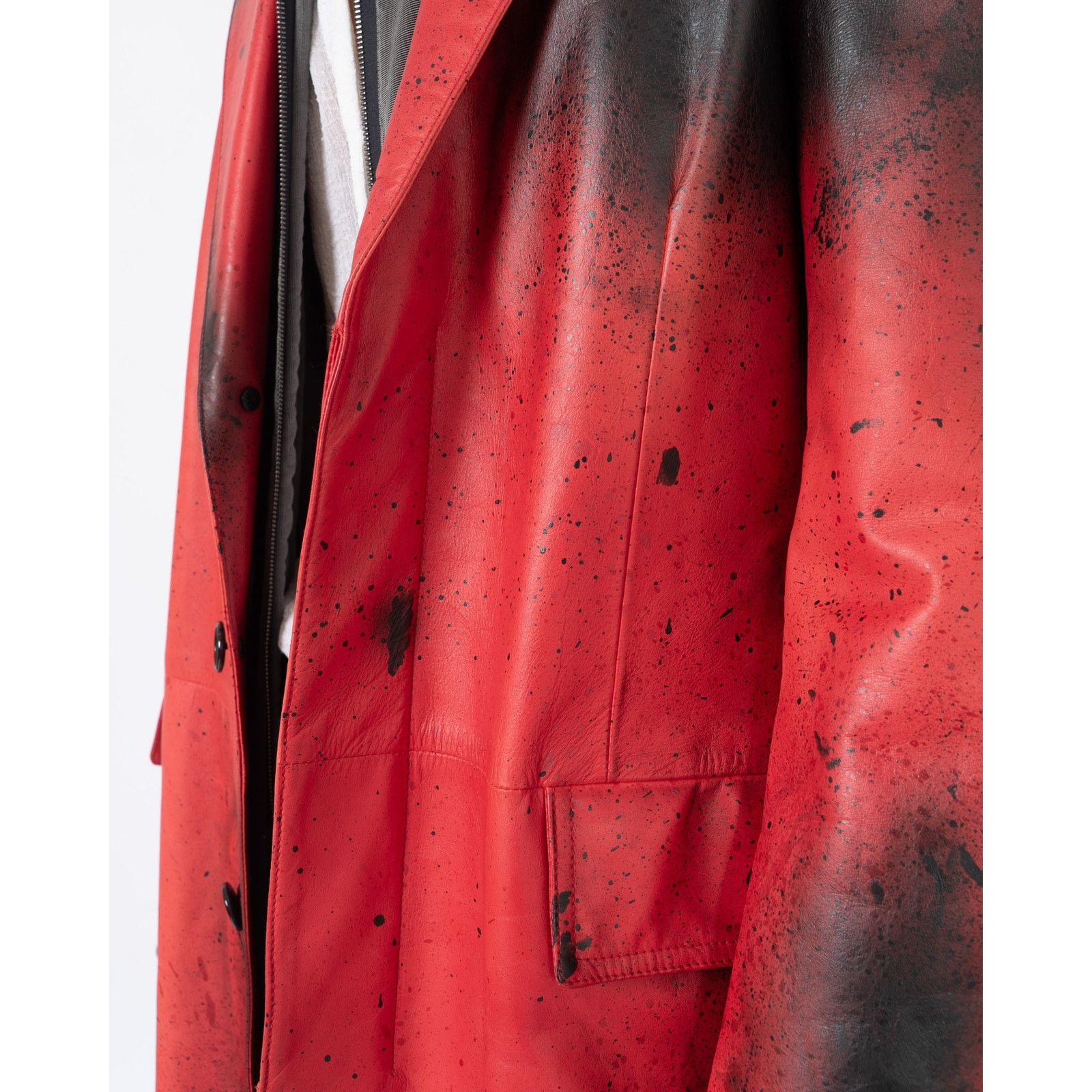 Calvin Klein 205W39NYC SS18 Oversized Coat in Hand Painted Red Leather Size US M / EU 48-50 / 2 - 7 Thumbnail