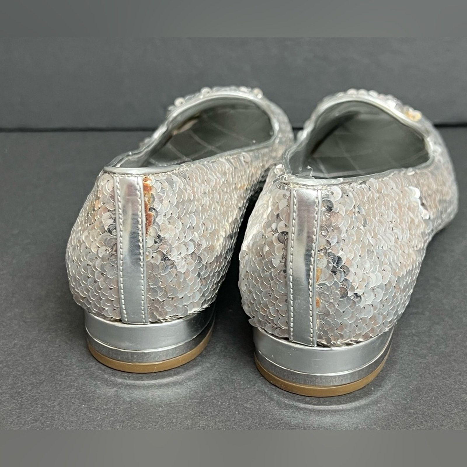 Michael Kors Michael Kors Women's Silver Glitter Slip-On Ballet Flats Size US 8.5 / IT 38.5 - 5 Thumbnail