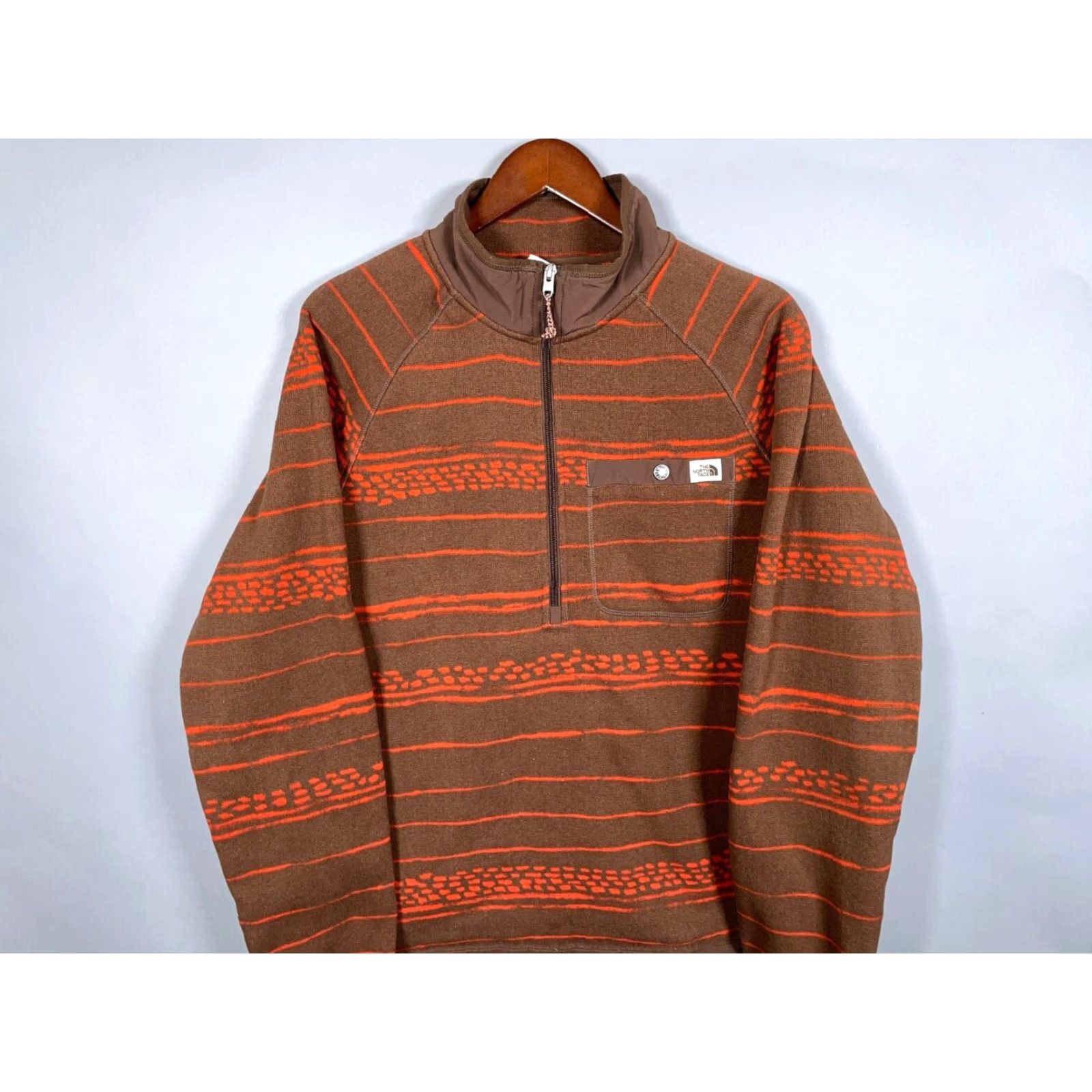 The North Face The North Face Gordon Lyons 1/4 Zip Fleece Pullover Adult Large Brown Orange Stripe Size US L / EU 52-54 / 3 - 3 Thumbnail