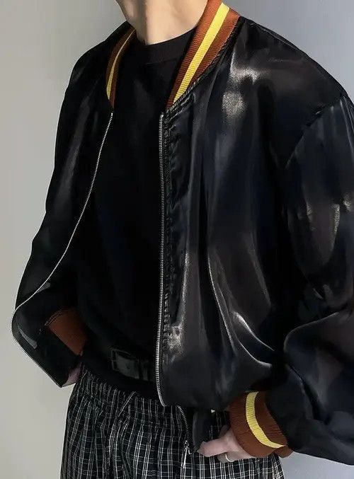 VIBE Avant garde oversized graffiti sheer mesh baseball jacket Size US L / EU 52-54 / 3 - 4 Thumbnail