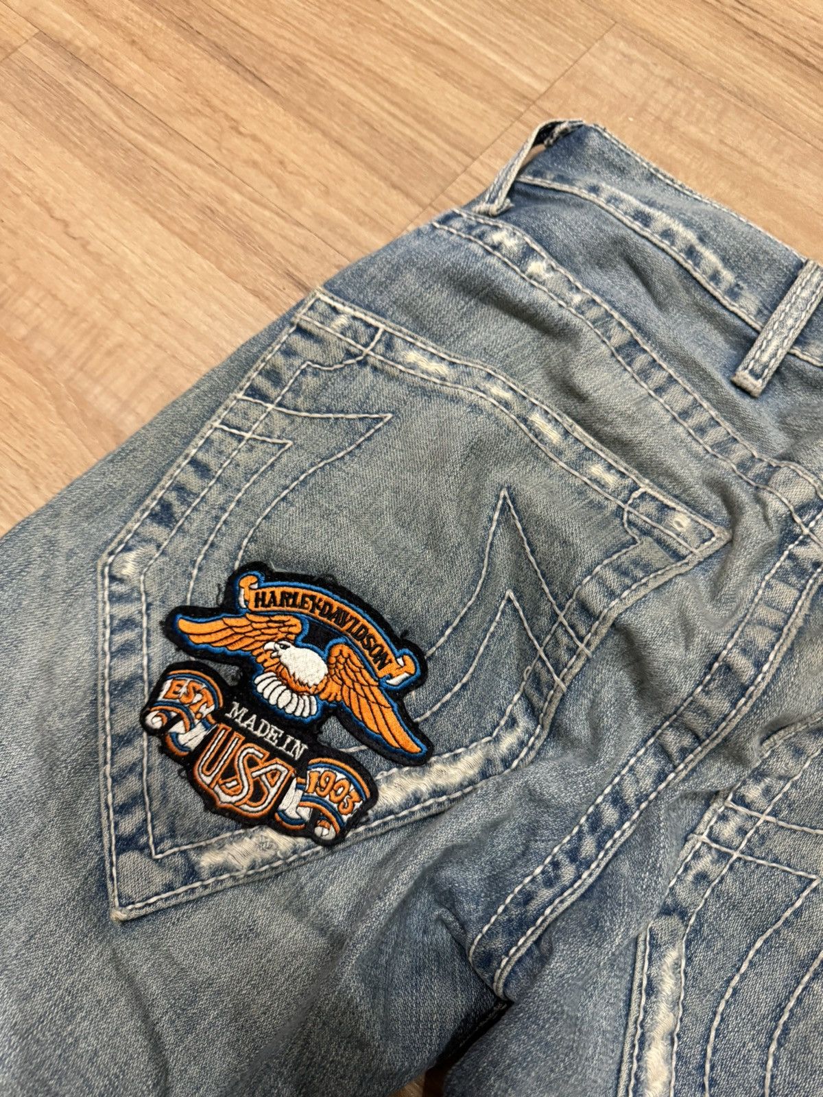 True Religion TRUE RELIGION PATCHWORKS SASHIKO STYLE CUSTOM JEANS Size US 31 - 6 Thumbnail