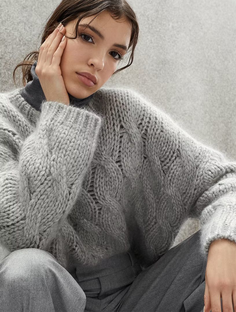 Brunello Cucinelli o1la1rc1a0325 Knitted Sweater in Dark Grey Size S / US 4 / IT 40 - 6 Thumbnail