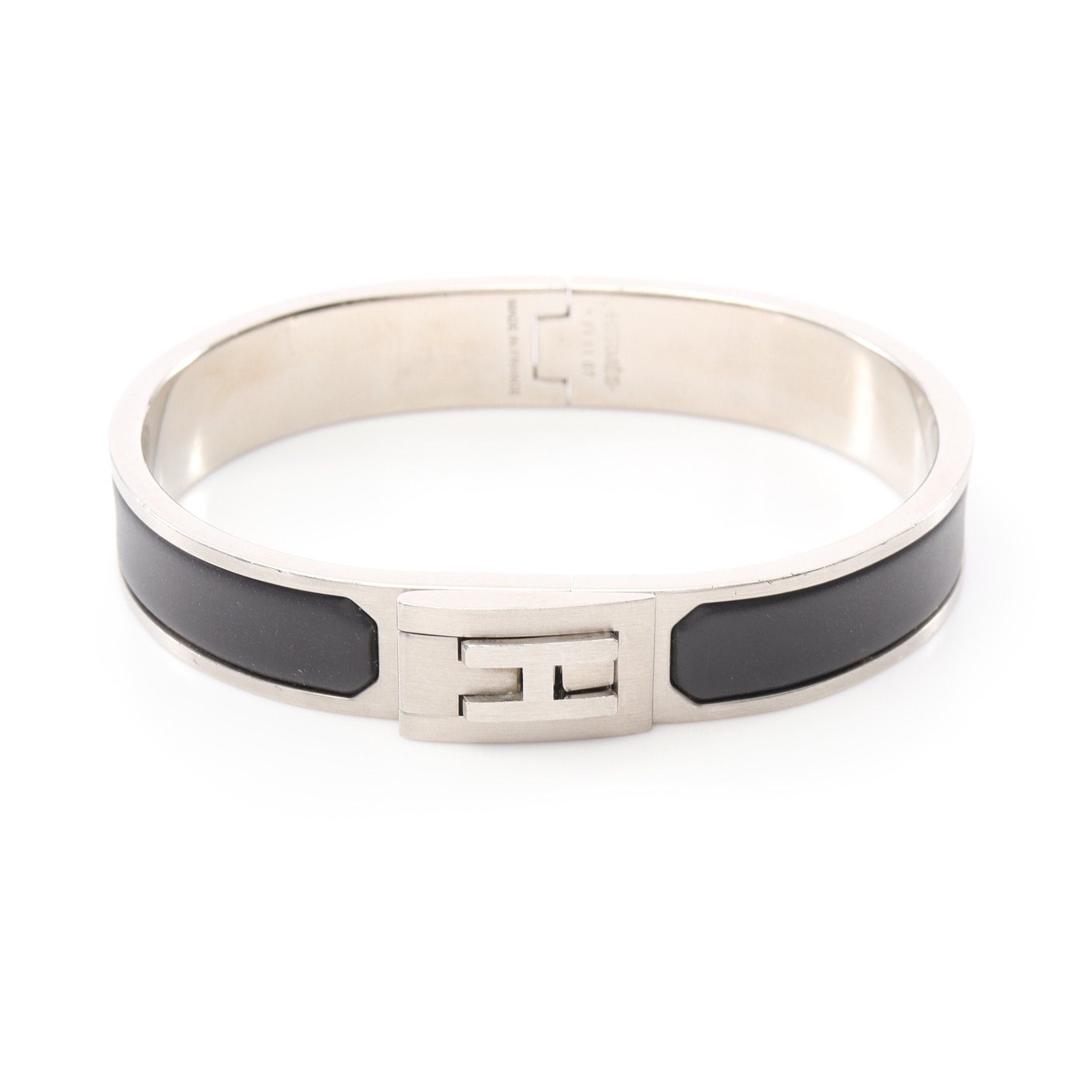 Hermes Hermes Jet Bracelet Bangle Silver Black Size ONE SIZE - 1 Thumbnail