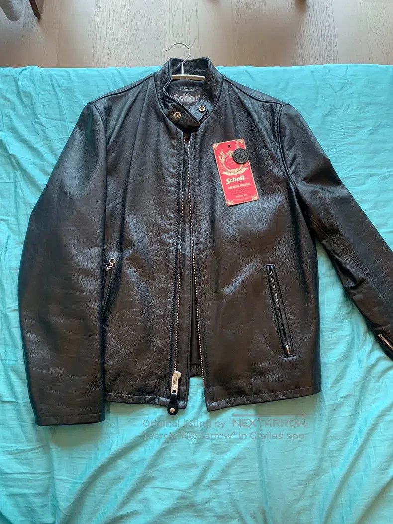 Schott Schott 654 wax cowhide leather coat Size US L / EU 52-54 / 3 - 3 Thumbnail