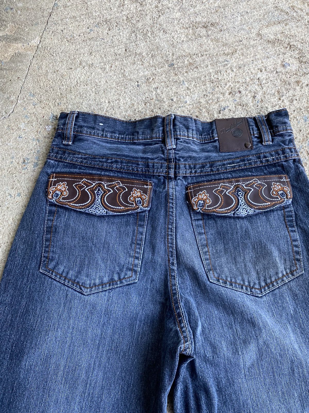 Affliction × Vintage Vintage Y2K Affliction Style Embroidered Pocket Jeans Size US 28 / EU 44 - 4 Thumbnail
