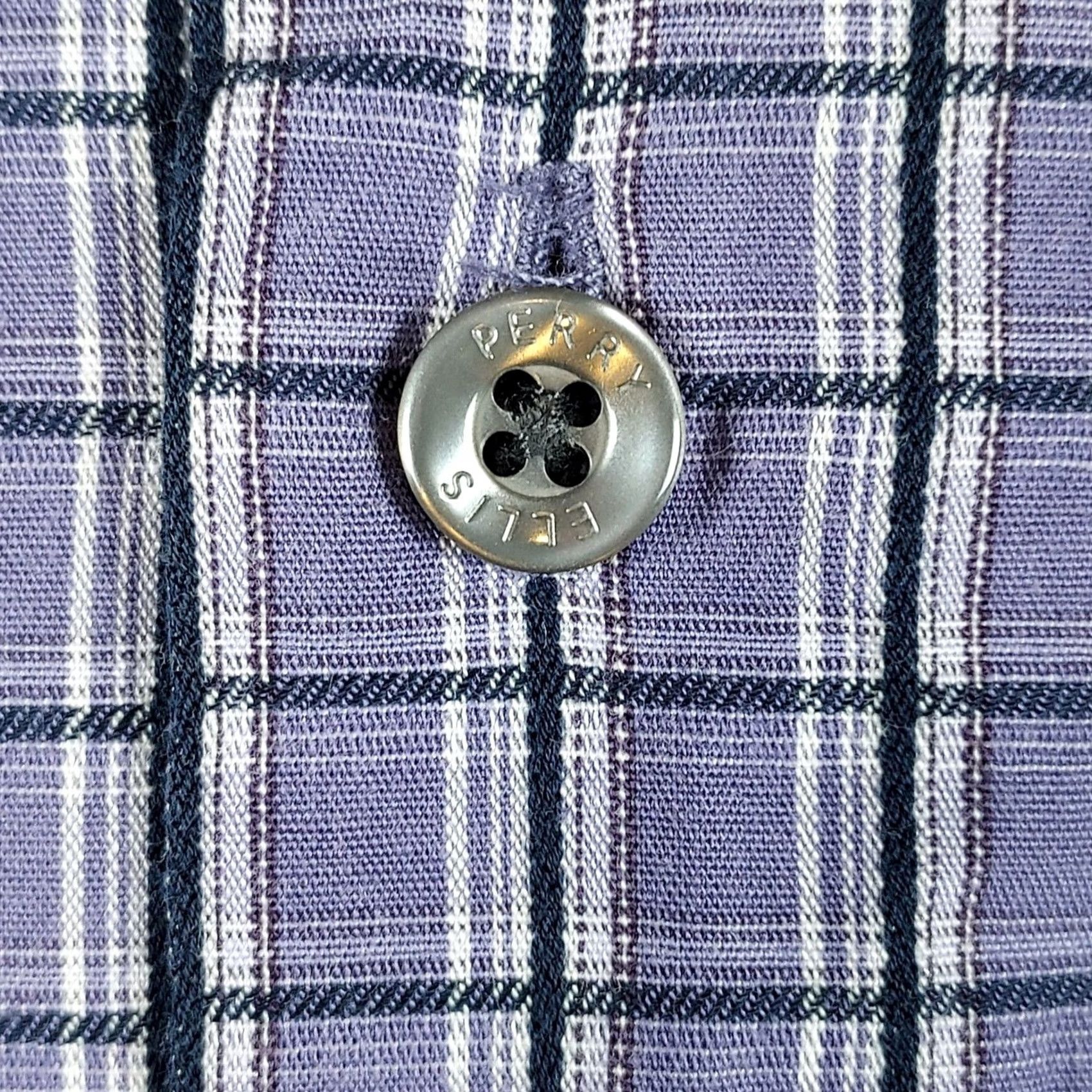 Perry Ellis Perry Ellis XL Men’s Plaid Button-Front Shirt Blue Long Sleeve Cotton Blend Casual Size US XL / EU 56 / 4 - 4 Thumbnail