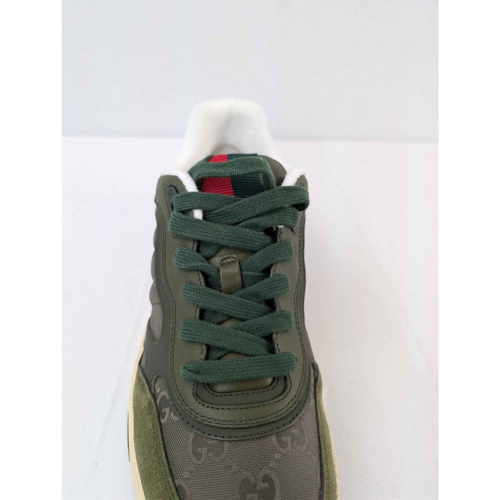 Gucci o1rshd1 GG Supreme fabric and suede Re-Web sneaker in green Size US 9 / EU 42 - 16 Thumbnail